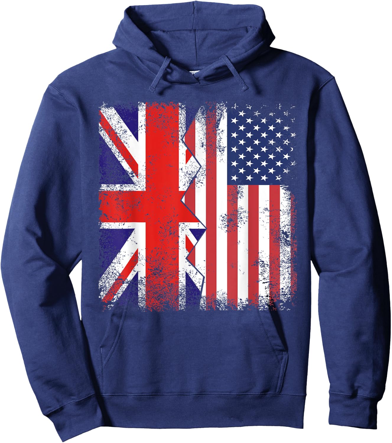 American Roots | Half British Flags | UK USA United States Hoodie - Hoodie | Navy