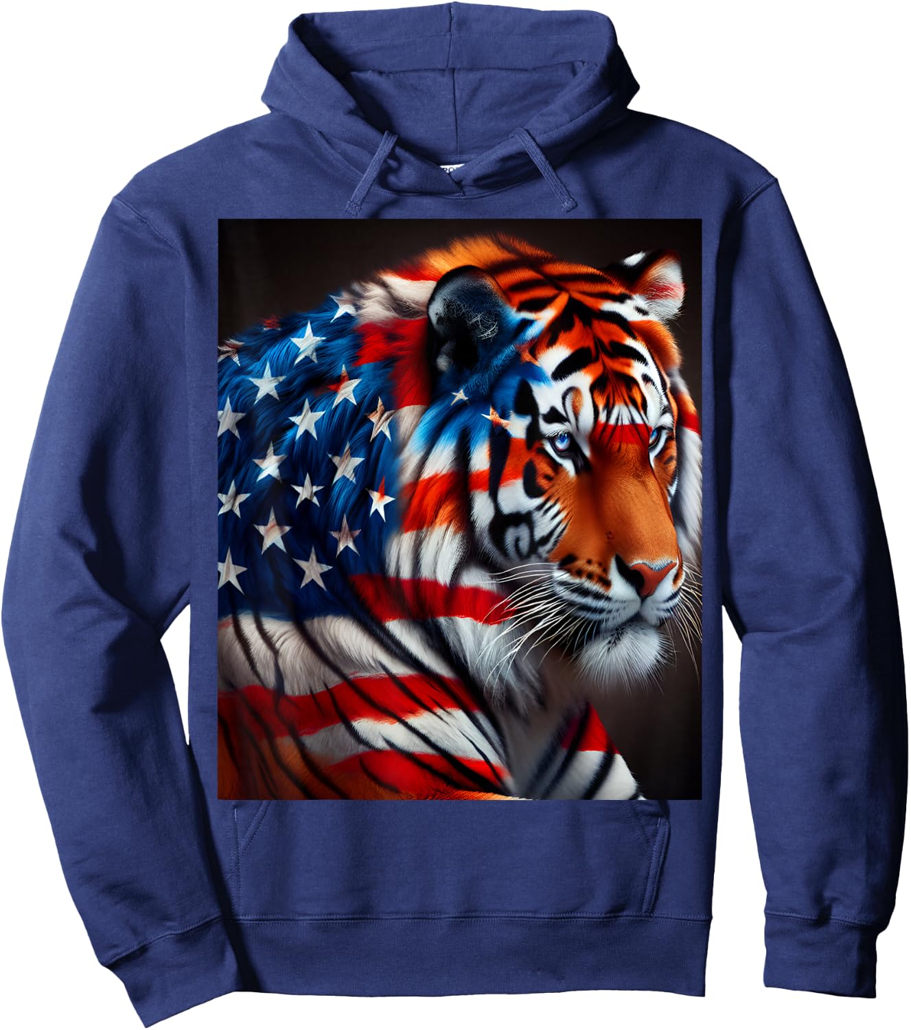 American Flag Tiger Women Men Hoodie - Hoodie | Navy