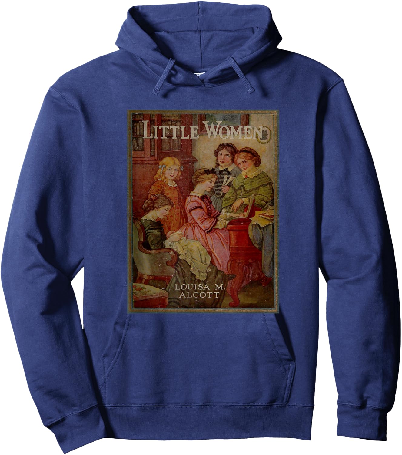 Louisa May Alcott Coming of Age Novel Little Women Book Cover , Small, Black Hoodie - Hoodie | Navy