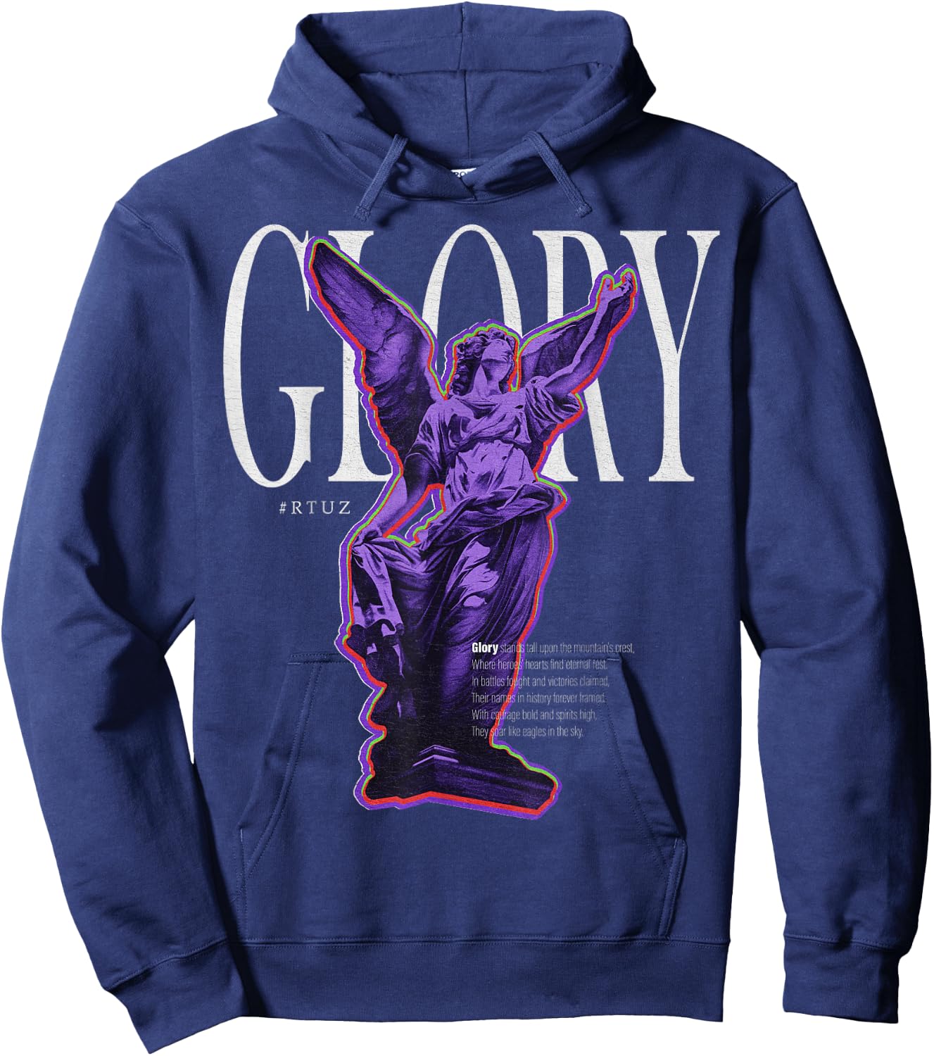 Hip Hop Y2K Vintage Hipster Edgy Urban Streetwear Angel Hoodie - Hoodie | Navy