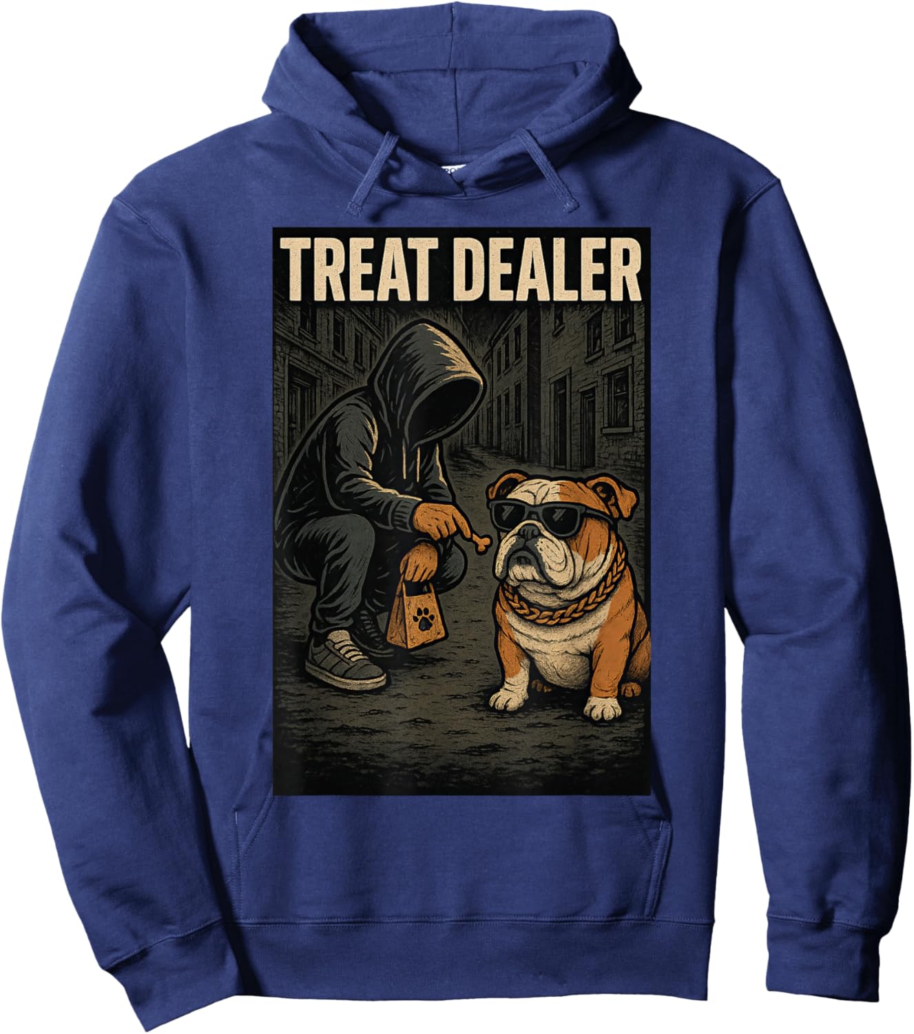 English Bulldog Treat Dealer Parody Humor Dog Lover Women Hoodie - Hoodie | Navy
