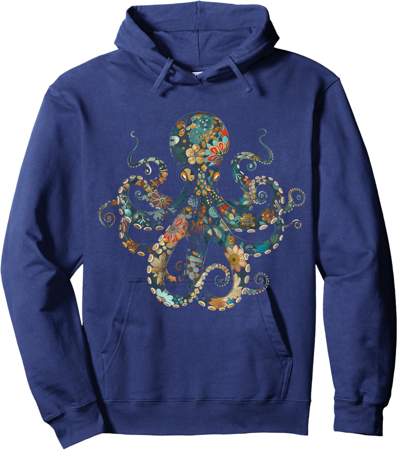 Octopus Floral Vintage Flowers Squid Kraken Scuba Diving Hoodie - Hoodie | Navy