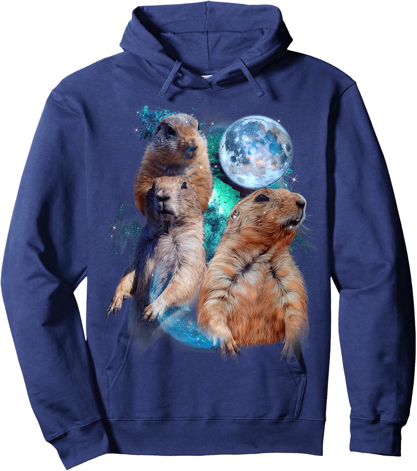 3 Moon Prairie Dog Art Rodent Squirrel Puppy Lovers Novelty Hoodie - Hoodie | Navy