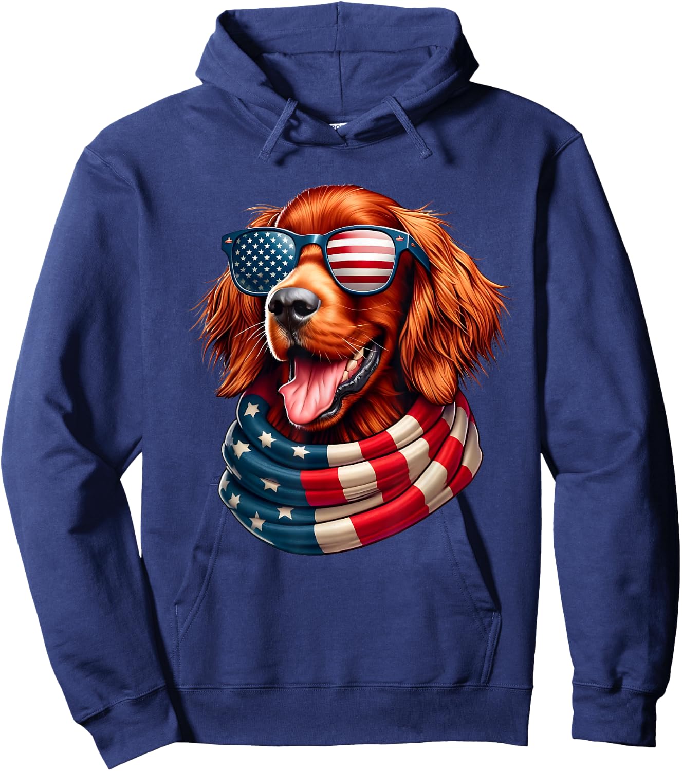 Irish Setter Dog Lover US Flag 4th Of July Patriotic Hoodie - Hoodie | Navy