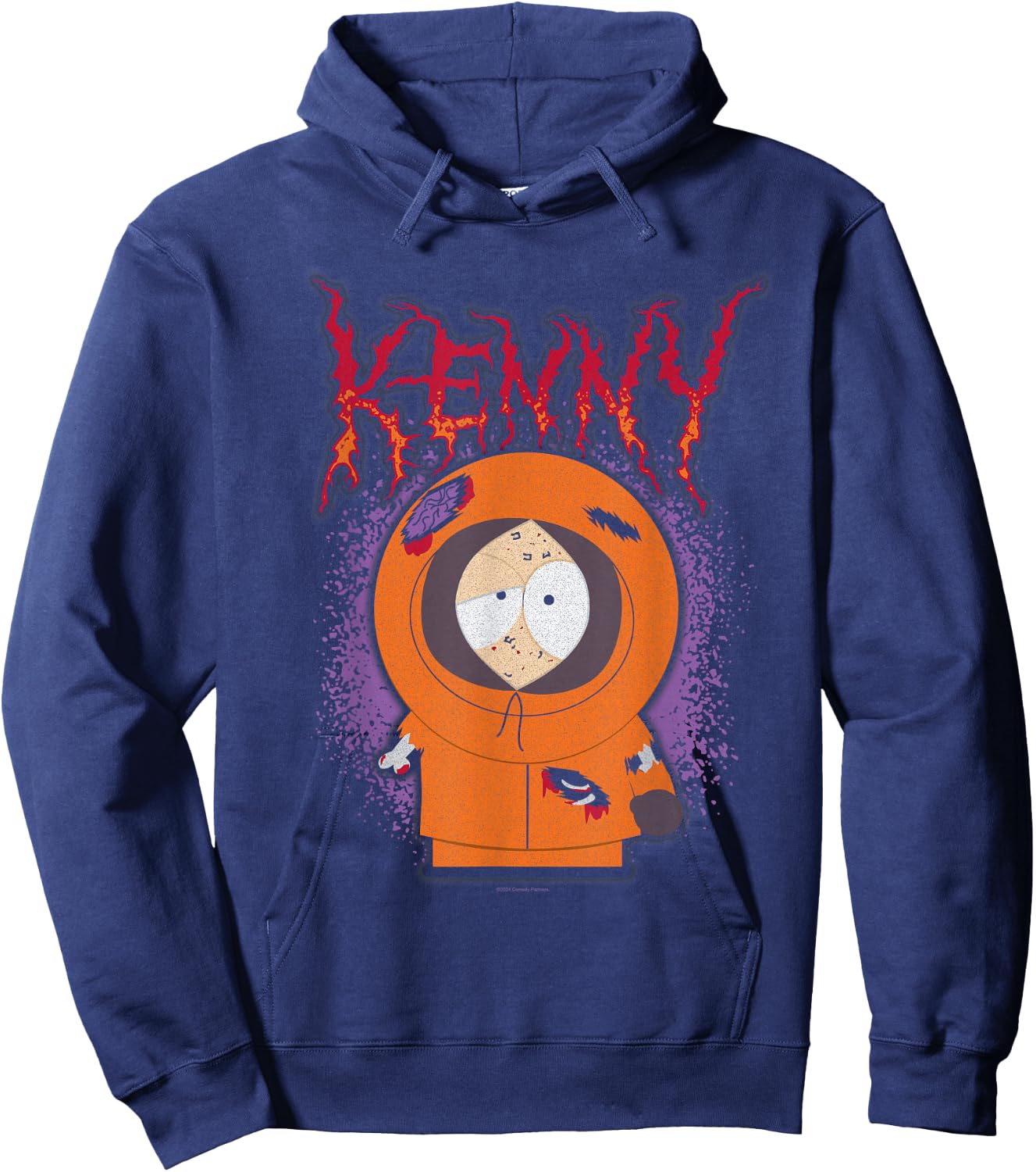 South Park Series Kenny Beat Up Grunge Name Splatter Cartoon Hoodie - Hoodie | Navy
