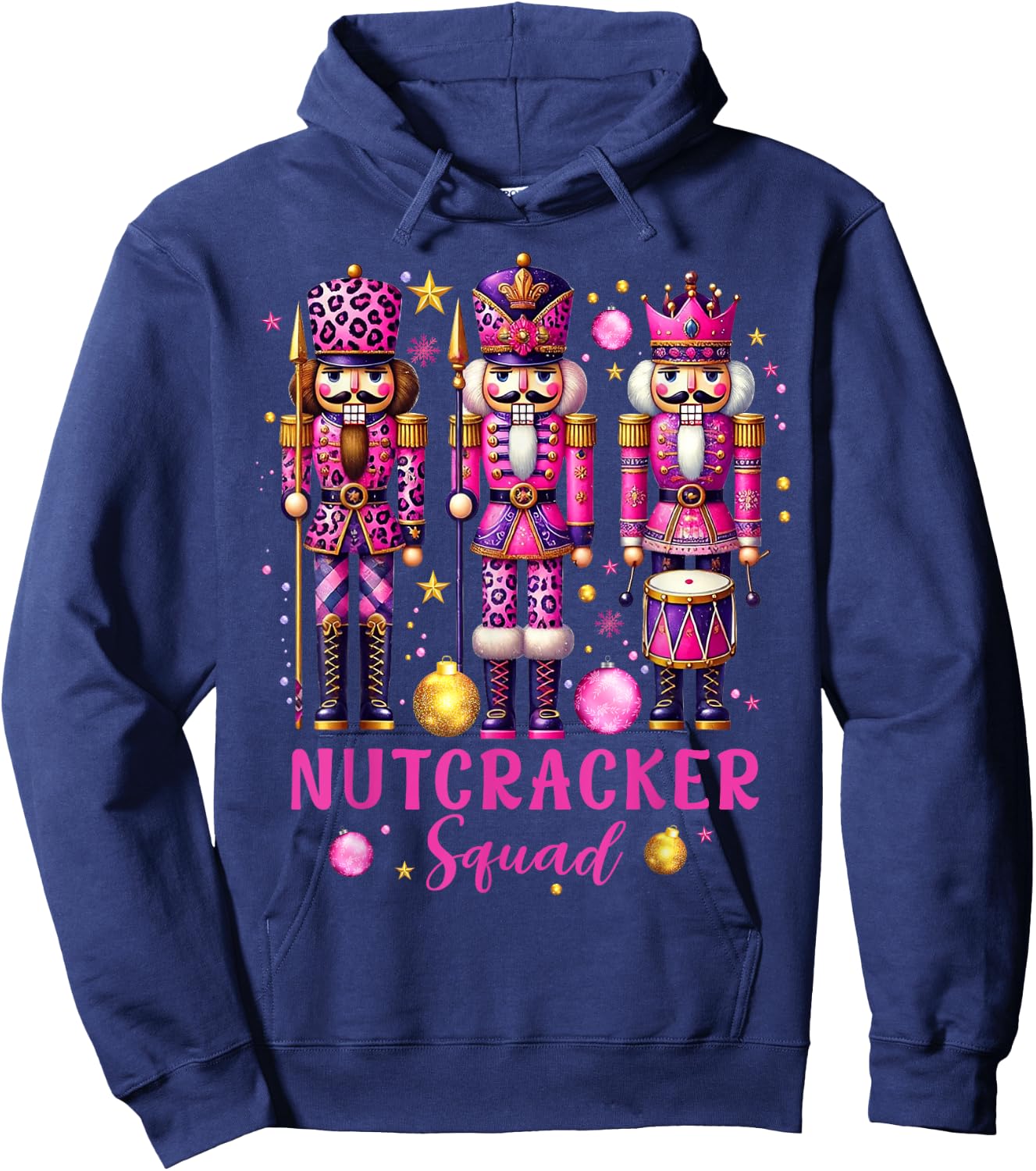 Leopard Nutcracker Squad Pink Christmas 2024 Pajamas Women Hoodie - Hoodie | Navy
