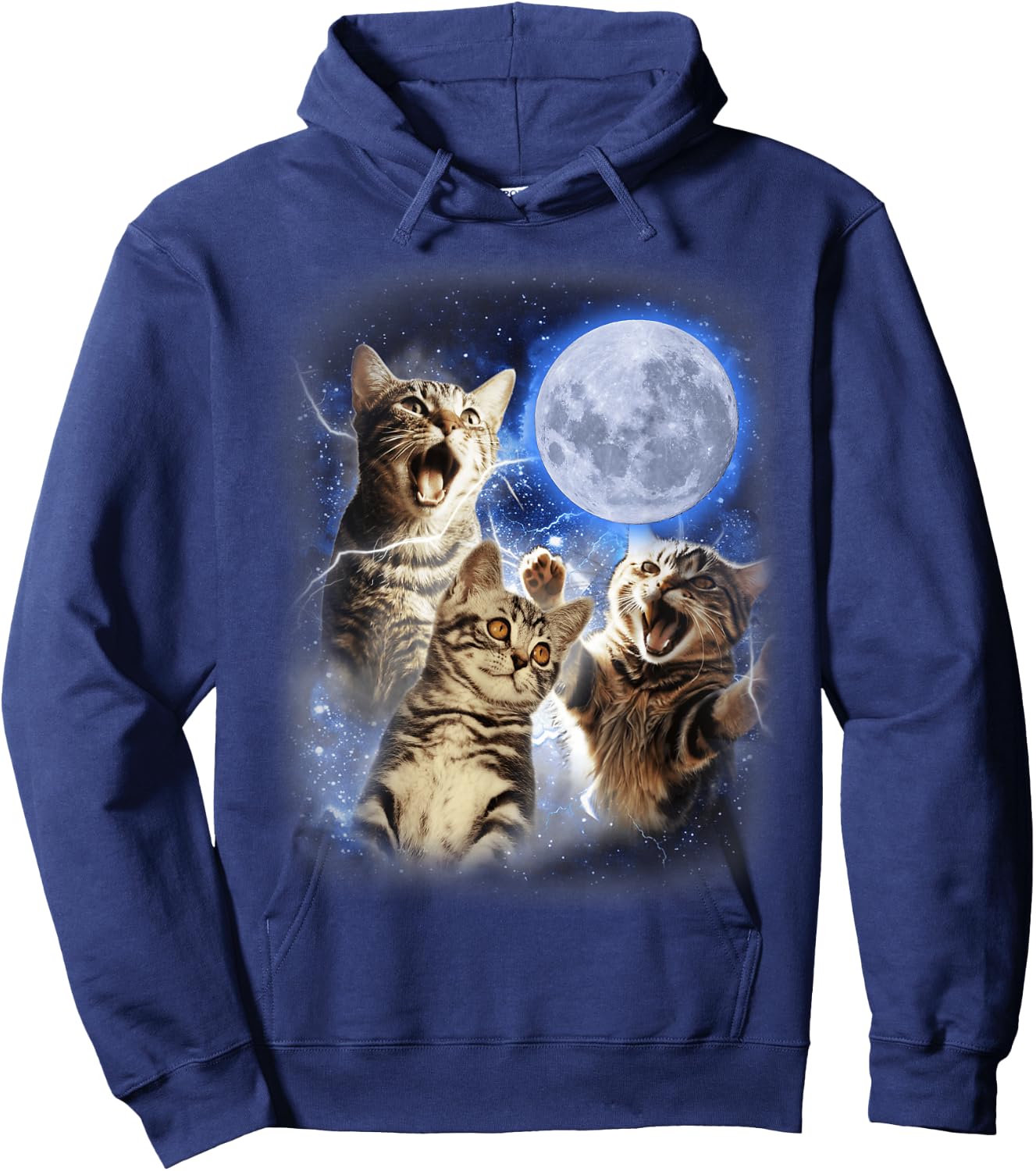 Three Cat Moon 3 Cat - Wolfs Cute Kitten Funny Cats Men Women Kids Hoodie - Hoodie | Navy