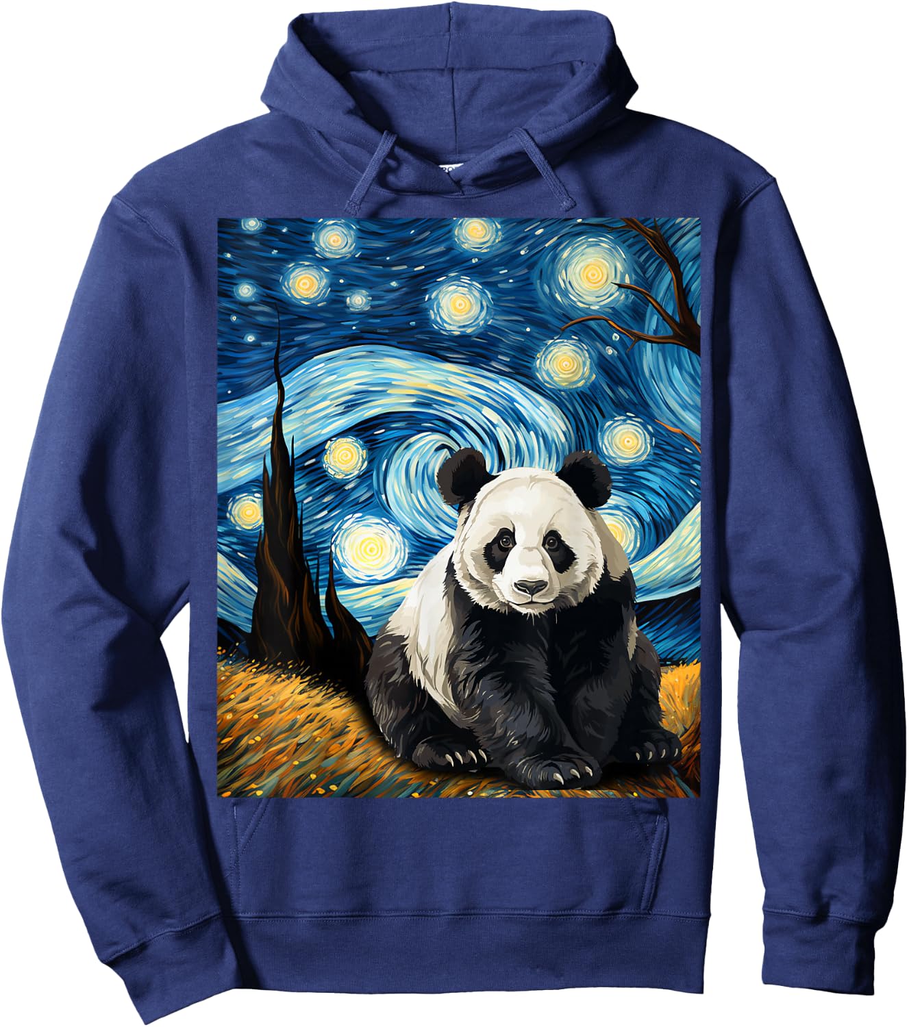 Panda Starry Night Men Kids Kawaii Van Gogh Graphic Apparel Hoodie - Hoodie | Navy