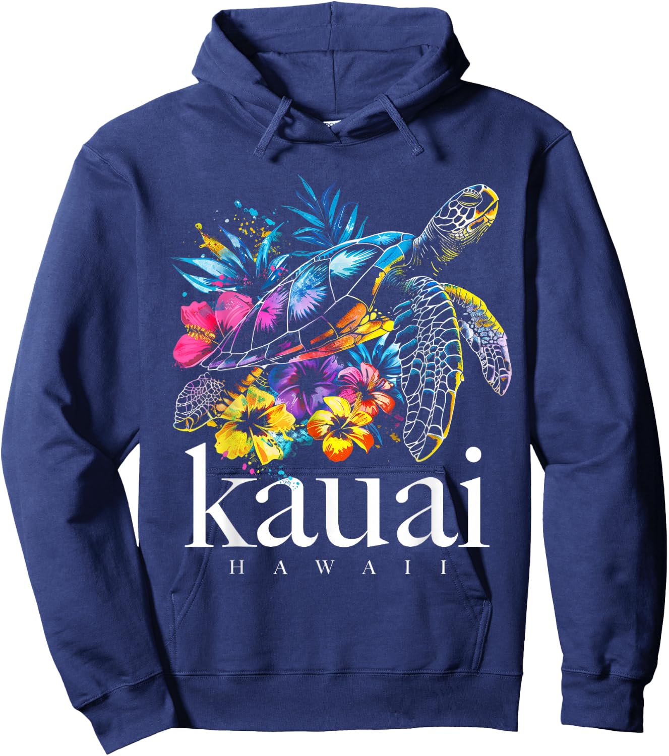Kauai Hawaii Sea Turtle Hawaiian Diving Surfer Souvenir Hoodie - Hoodie | Navy