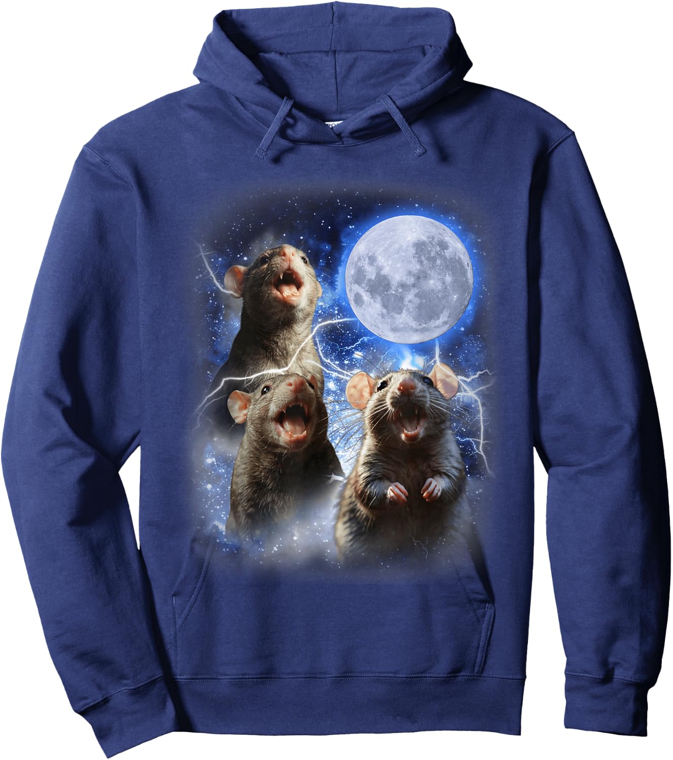 Three Rat Moon - 3 Rats With Dead Moon Oddly Specific Cursed Hoodie - Hoodie | Navy