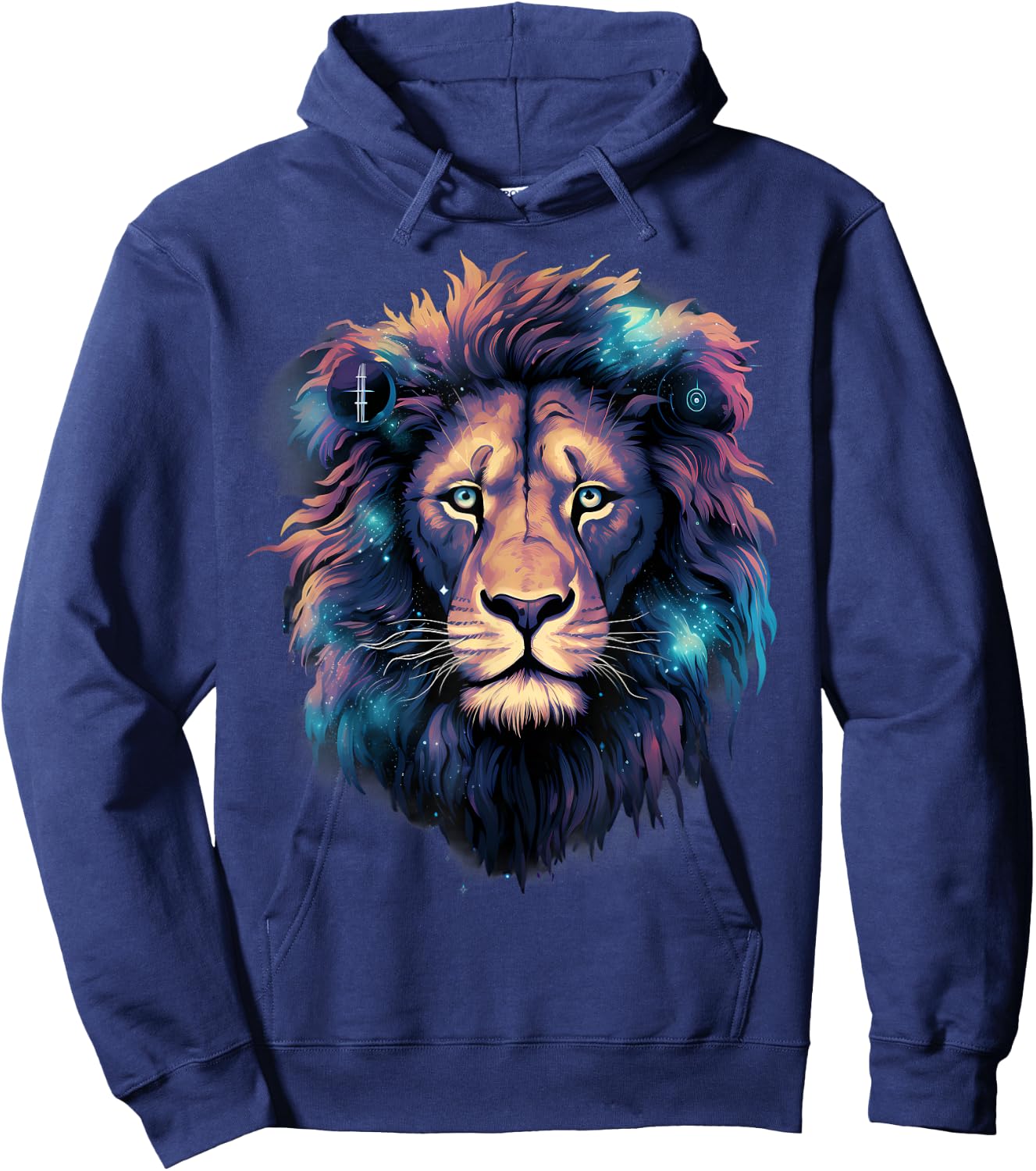Lion Portrait Colorful Artwork Wildlife Motif Animal Art Hoodie - Hoodie | Navy