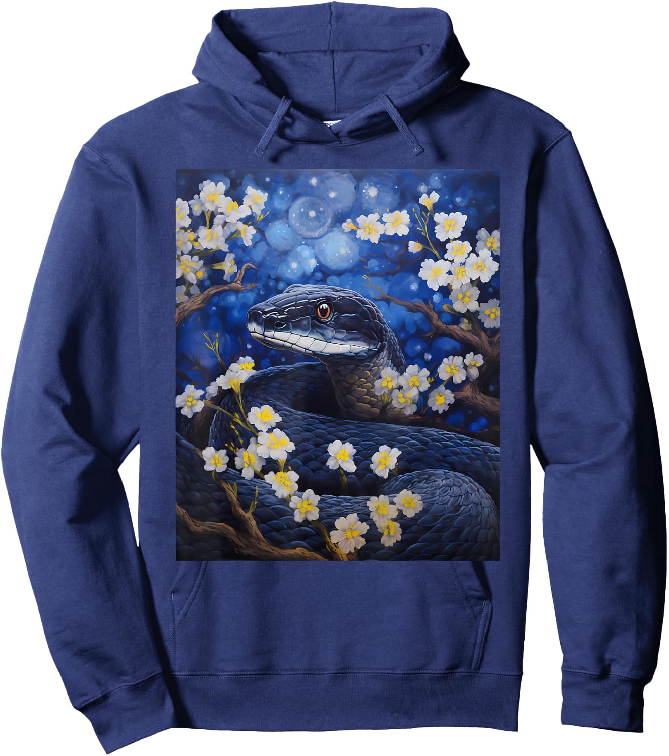 Aesthetic Surrealism Starry Night Eastern Indigo Snake Hoodie - Hoodie | Navy
