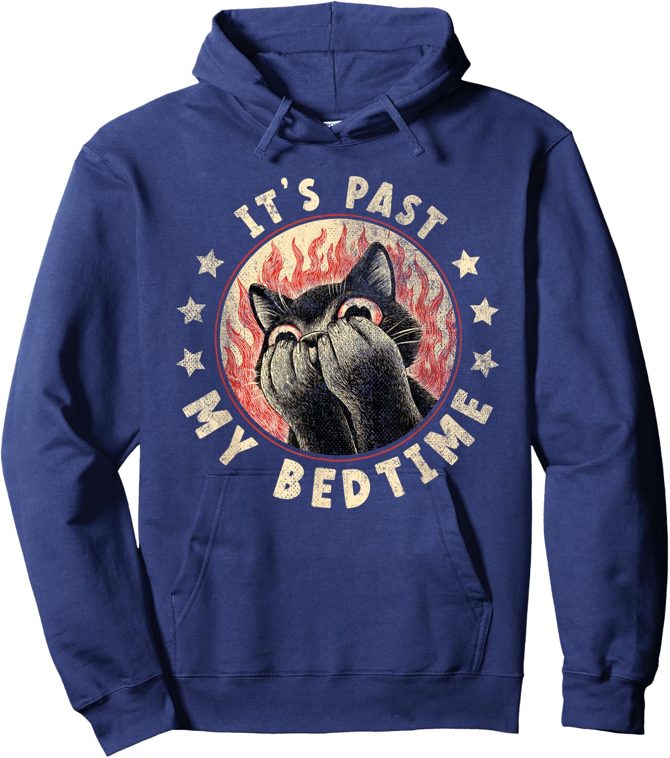It's Past My Bedtime | Funny Sleepy Cat Meme Ironic Hoodie - Hoodie | Navy