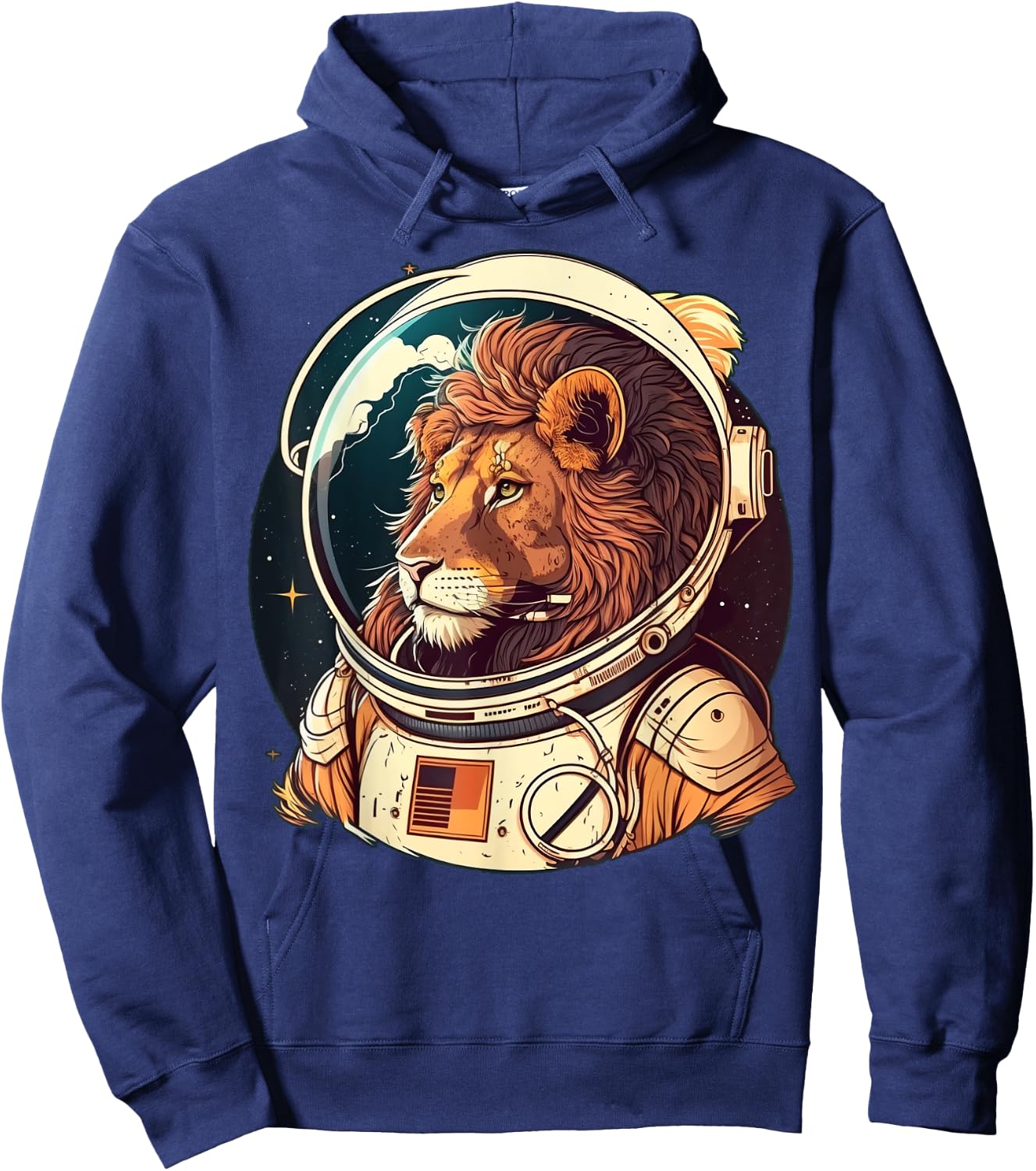 Outer Space Lion on Galaxy Astronaut Lion Hoodie - Hoodie | Navy