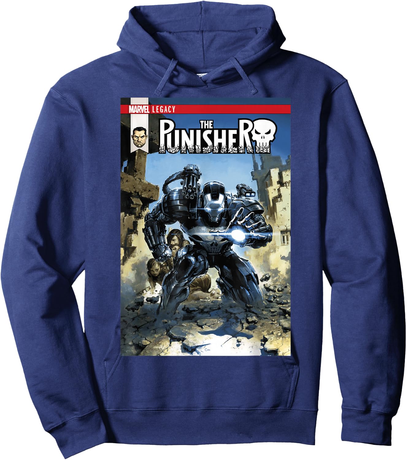 Marvel The Punisher and War Machine Become One Cover Hoodie - Hoodie | Navy