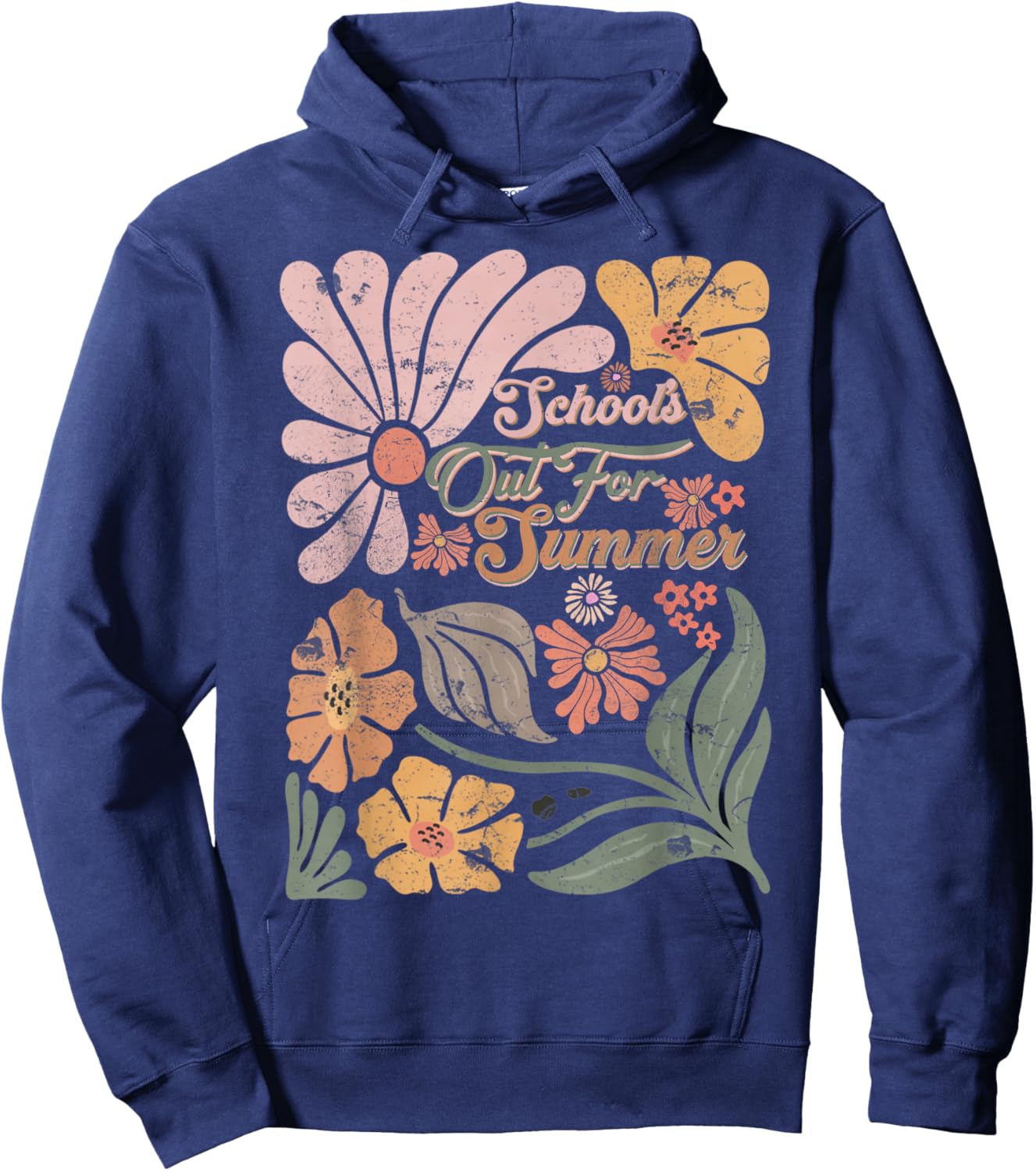 Boho Retro Teacher School's Out For Summer Men Women Kids Hoodie - Hoodie | Navy