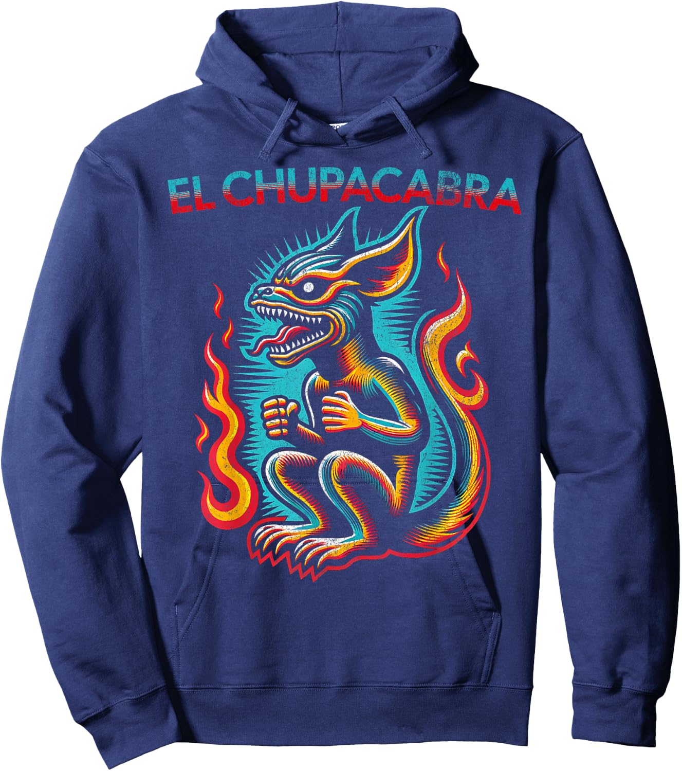 Retro El Chupacabra Cryptid Folklore Vintage Style Hoodie - Hoodie | Navy
