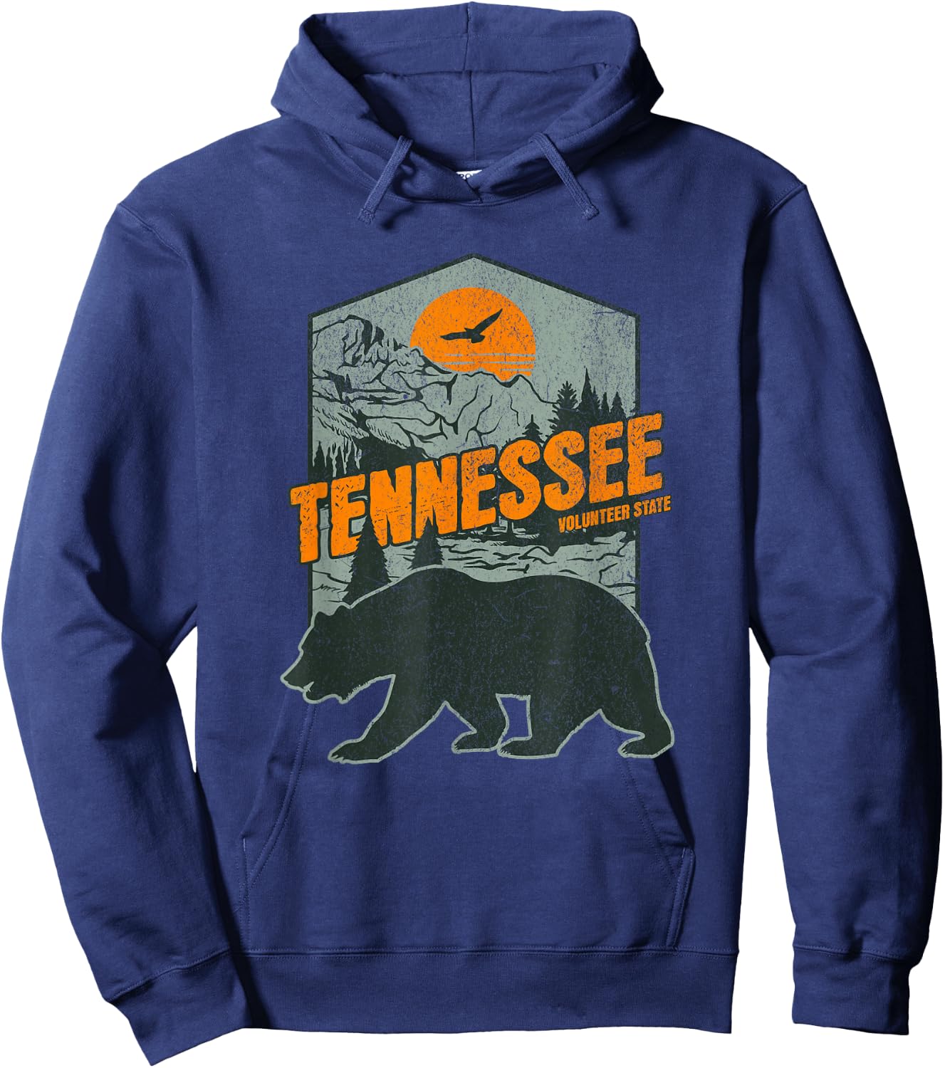 Vintage Tennessee Volunteer State, Smoky Mountains, Bear Hoodie - Hoodie | Navy