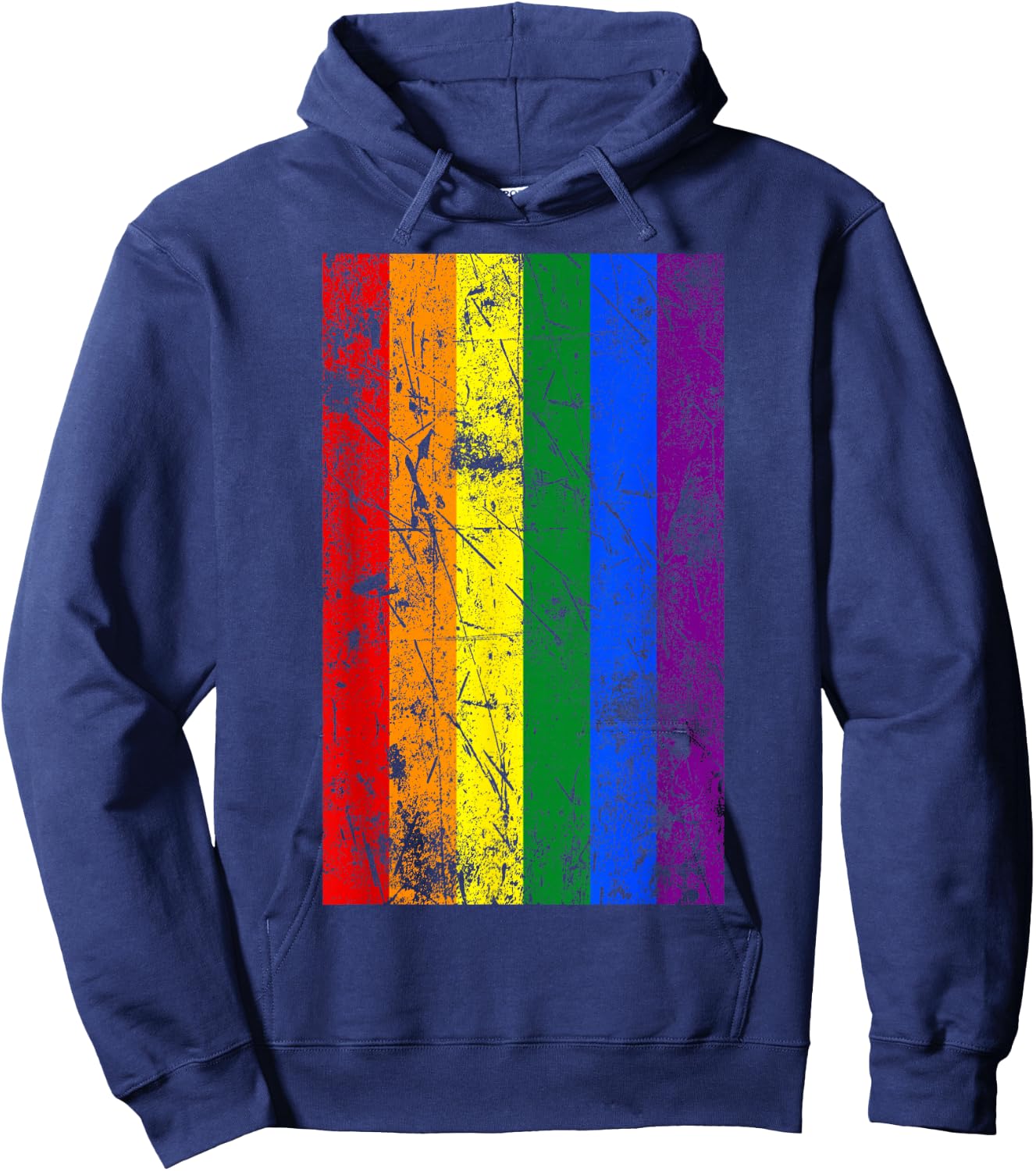LGBT Pride Flag Vintage Hoodie - Hoodie | Navy