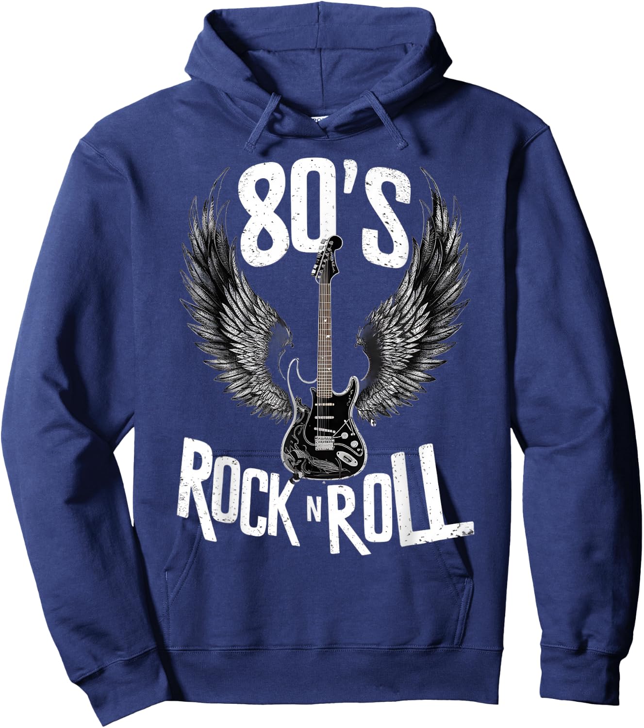 Vintage Guitar Wings 70s Retro 80s Rock & Roll Music Hoodie - Hoodie | Navy