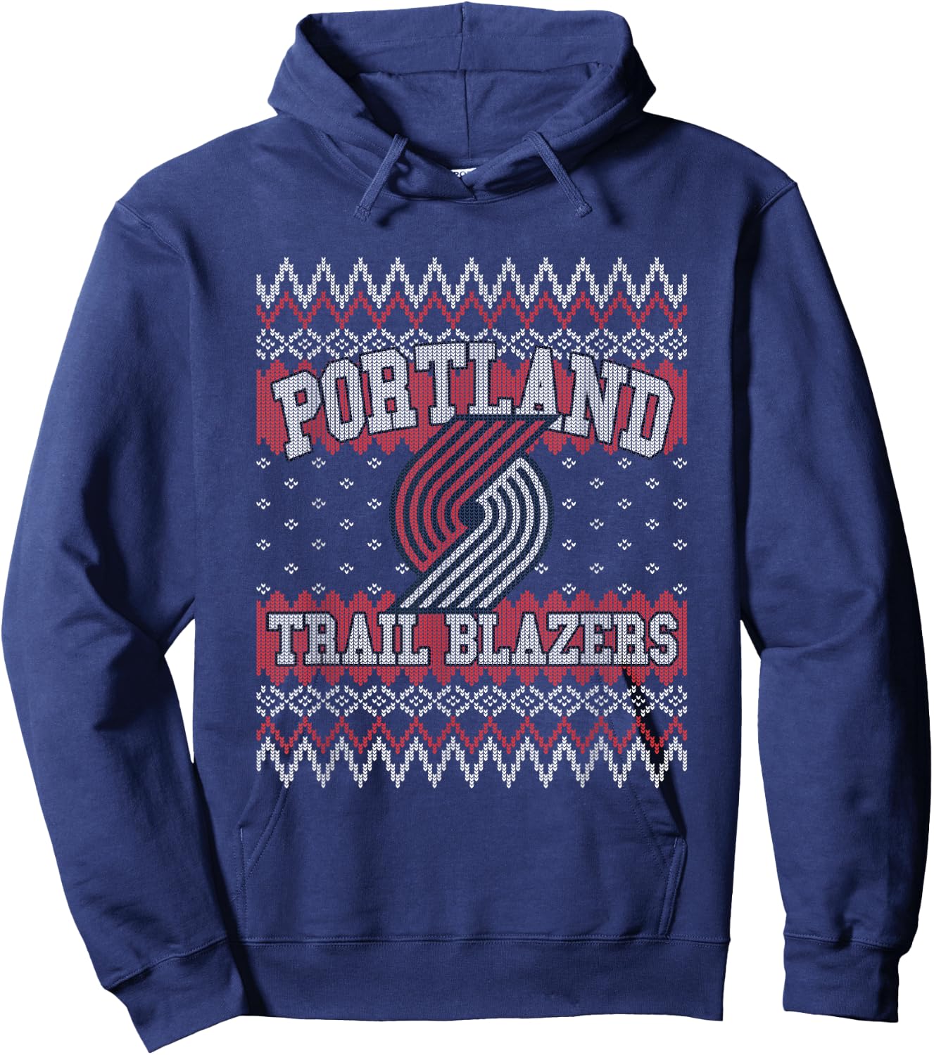 NBA Portland Trail Blazers Ugly Christmas Sweater Style Hoodie - Hoodie | Navy