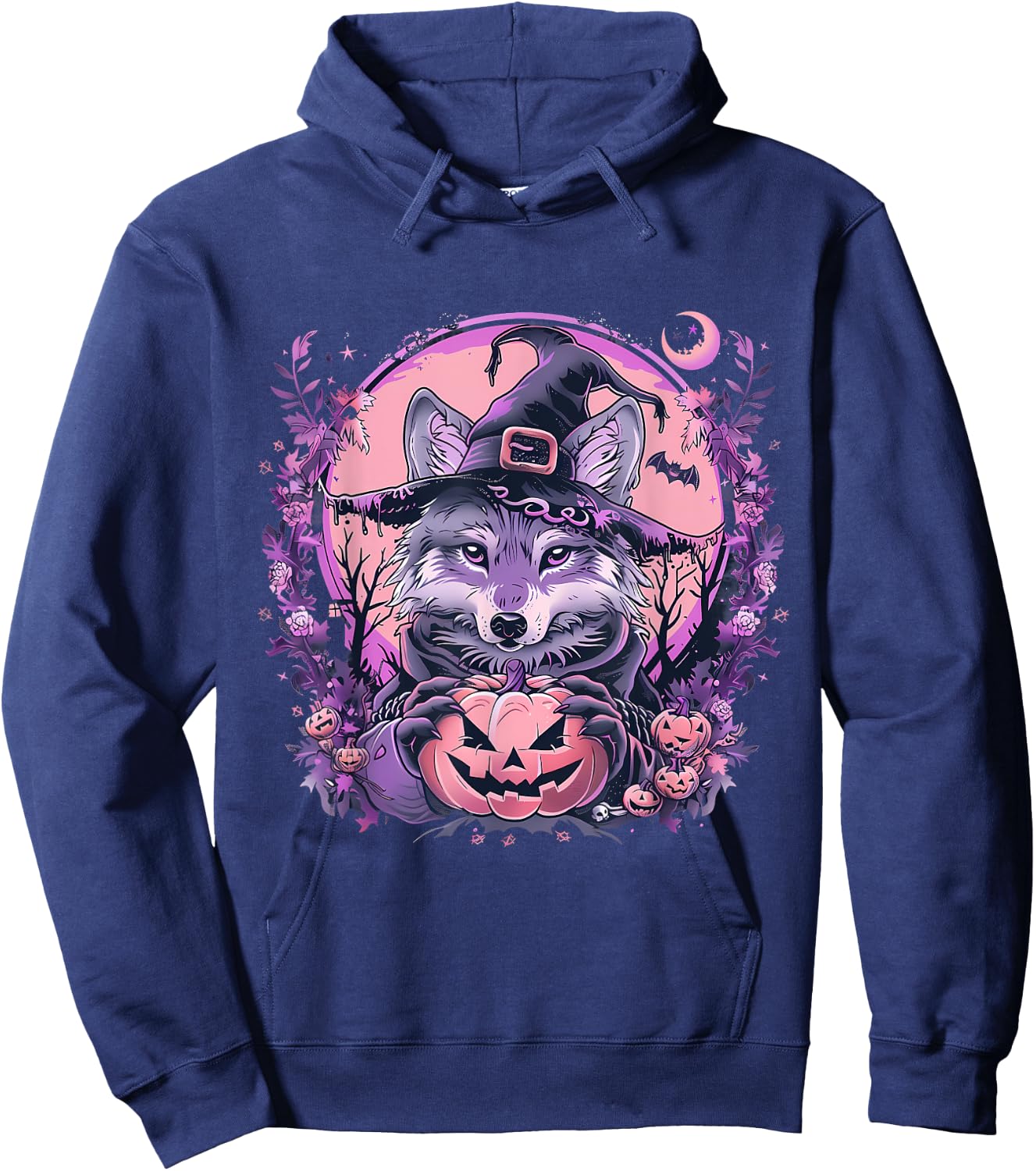 Fox Halloween Costume Pumpkin Bats Witchcraft Trick Or Treat Hoodie - Hoodie | Navy