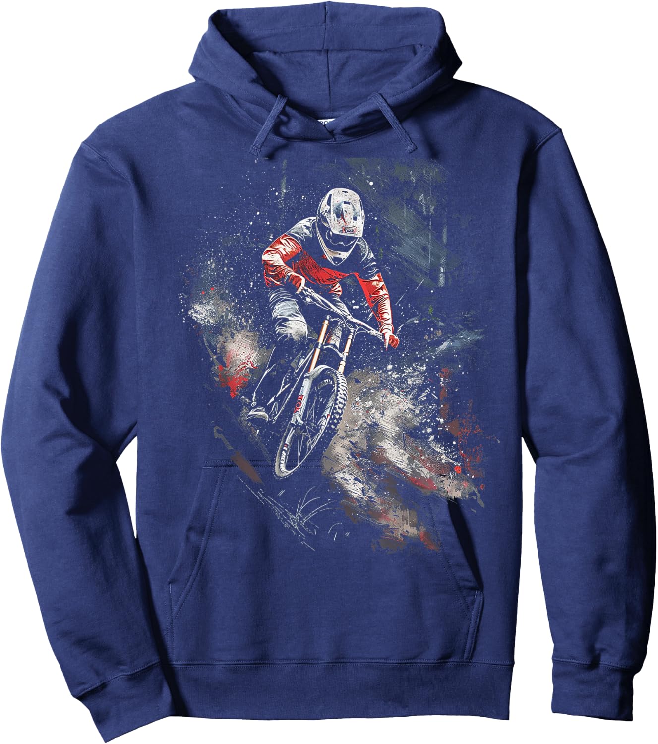 Mountain Biking Watercolor Hoodie - Hoodie | Navy