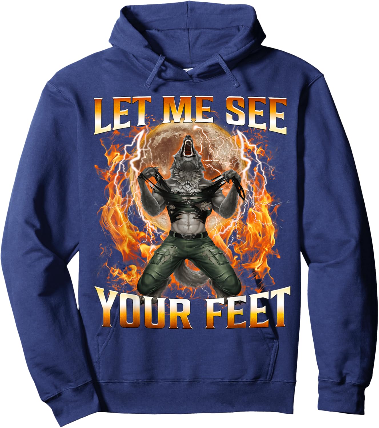 Let Me See Your Feet Funny Offensive Wolf Meme Women Hoodie - Hoodie | Navy