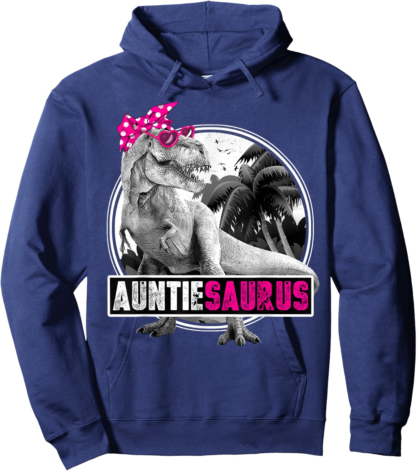 Auntiesaurus T-Rex Dinosaur Auntie Dinosaur Hoodie - Hoodie | Navy