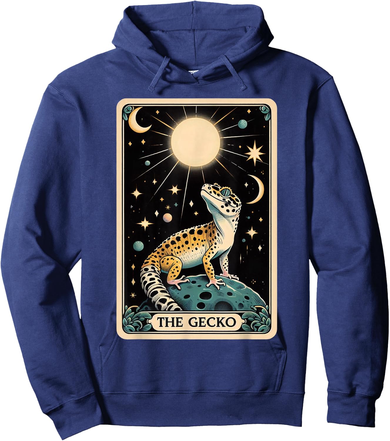 Leopard Gecko Tarot Card Moon Men Women Kids Reptile Lover Hoodie - Hoodie | Navy
