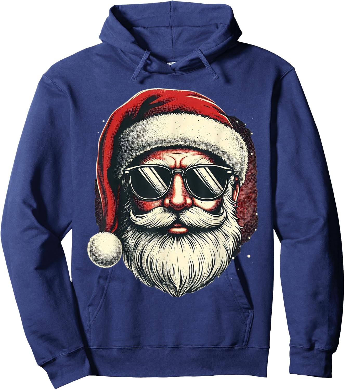 Santa Face Retro Sunglasses Christmas Xmas Men Women Hoodie - Hoodie | Navy