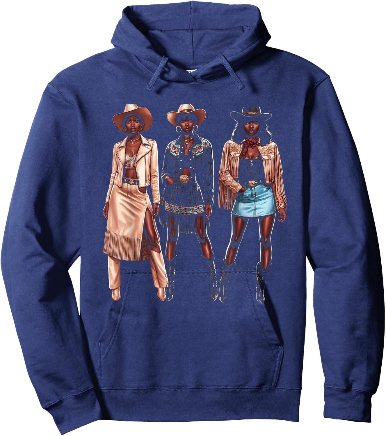 Black Cowgirl Western Rodeo Melanin Black History Texas Hoodie - Hoodie | Navy