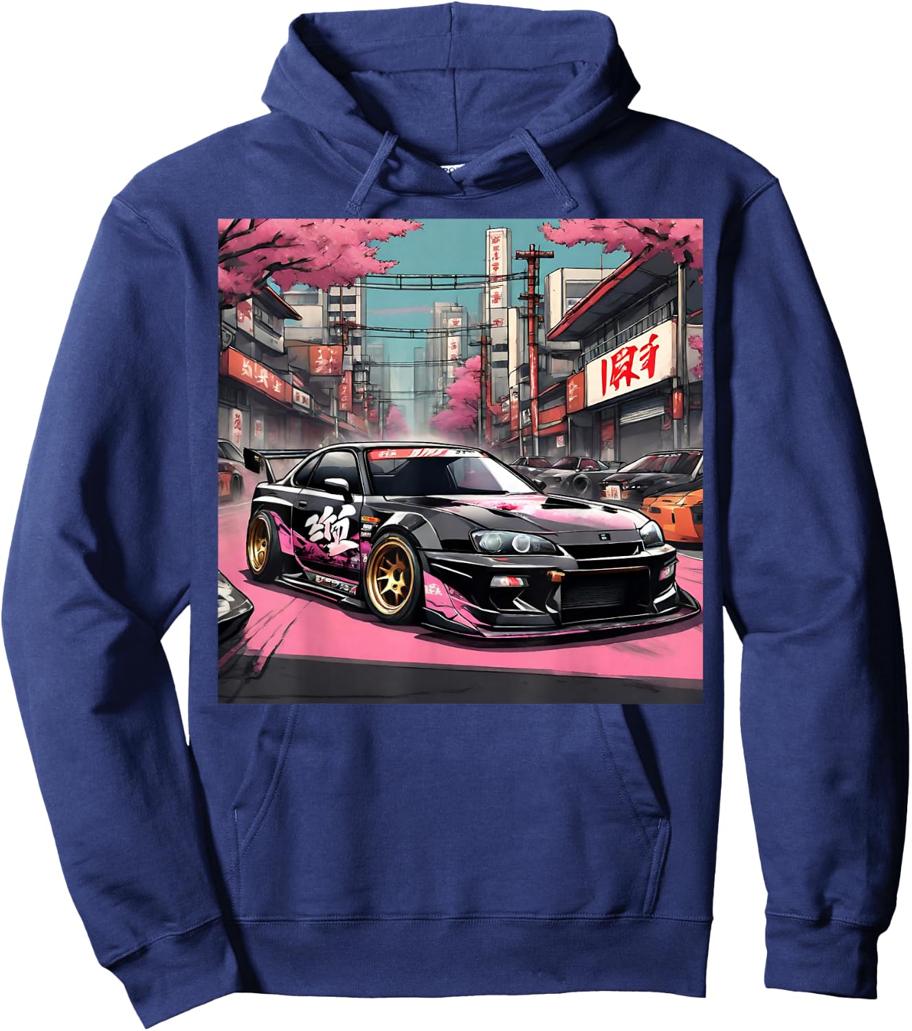 JDM Tokyo Skyline Retro Japanese Race Car Drift Tuning Gift Hoodie - Hoodie | Navy