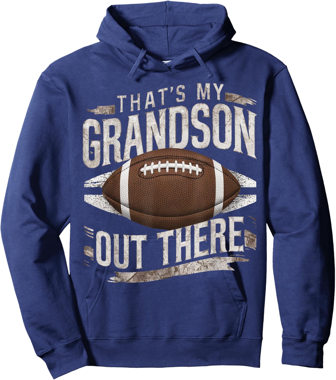 That's My Grandson Out There Funny Football Grandma Grandpa Hoodie - Hoodie | Navy