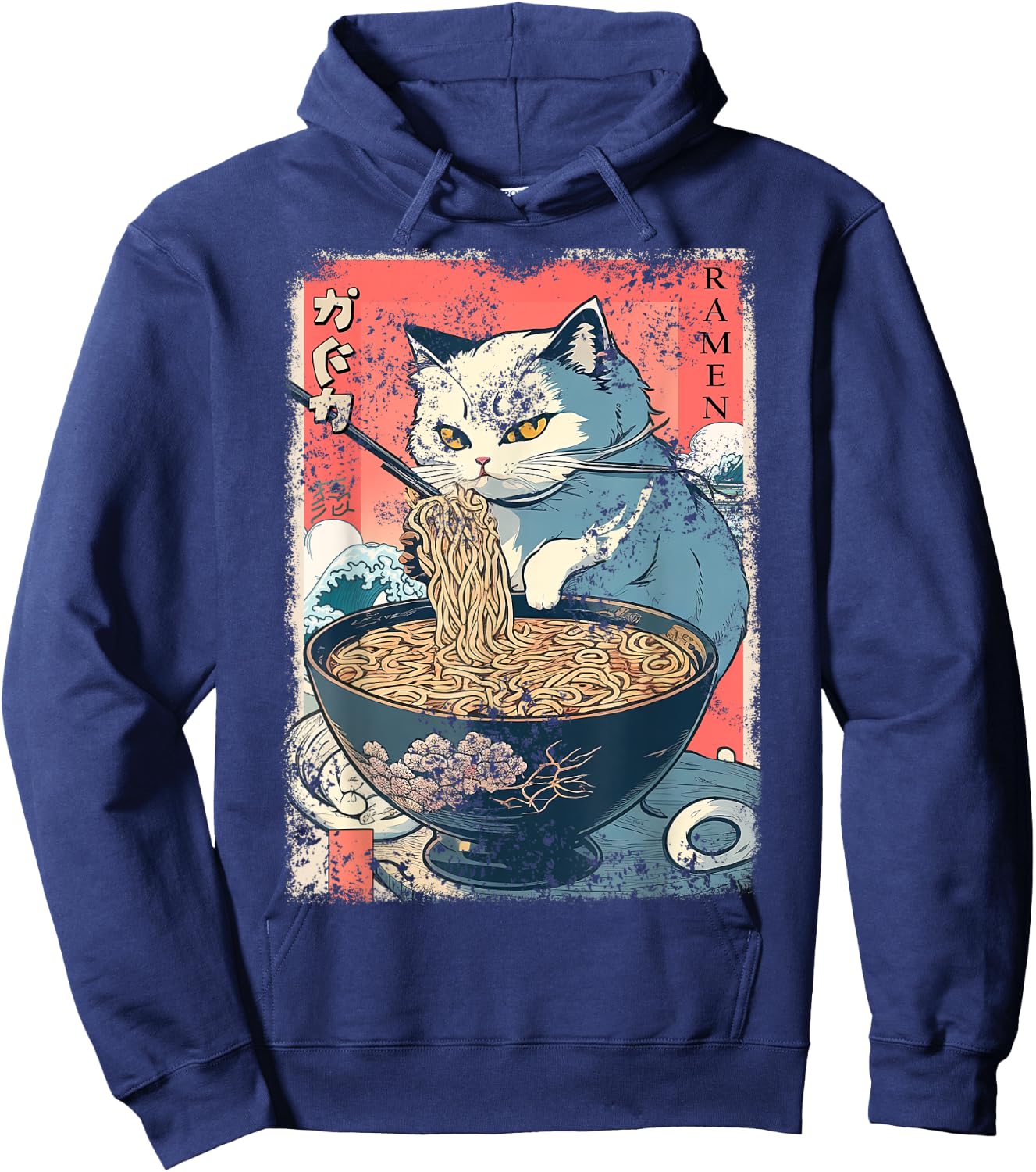 Cat Anime Japanese Ramen Noodle Kawaii For Cat Dad, Cat Mom Hoodie - Hoodie | Navy
