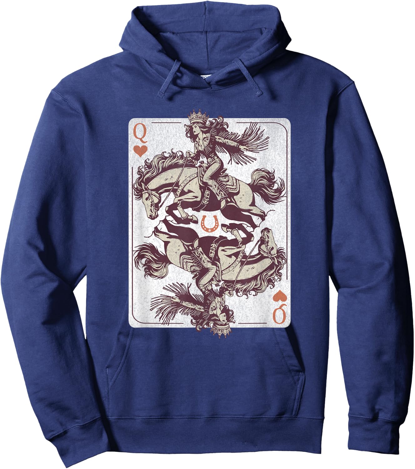 Cowgirl Queen of Hearts – Western Rodeo Card Design Boho Hoodie - Hoodie | Navy