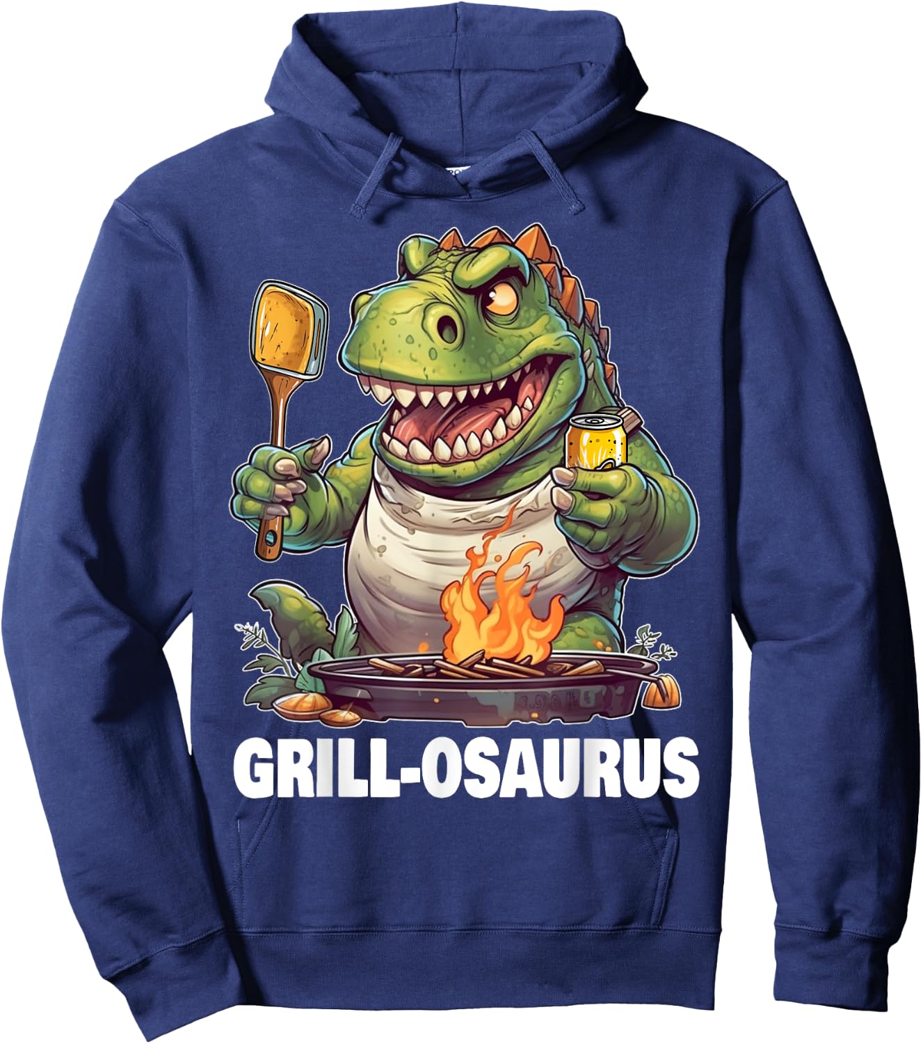 Grill-osaurus Rex BBQ Dinosaur Funny Fathers' Day Grilling Hoodie - Hoodie | Navy