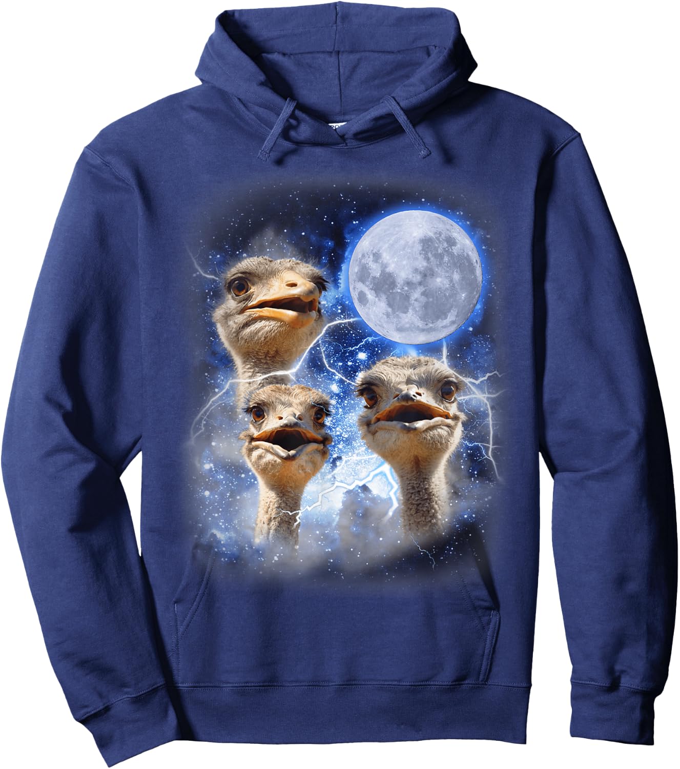 Three Ostrich Moon Hilarious Flightless 3 Bird Parody Hoodie - Hoodie | Navy