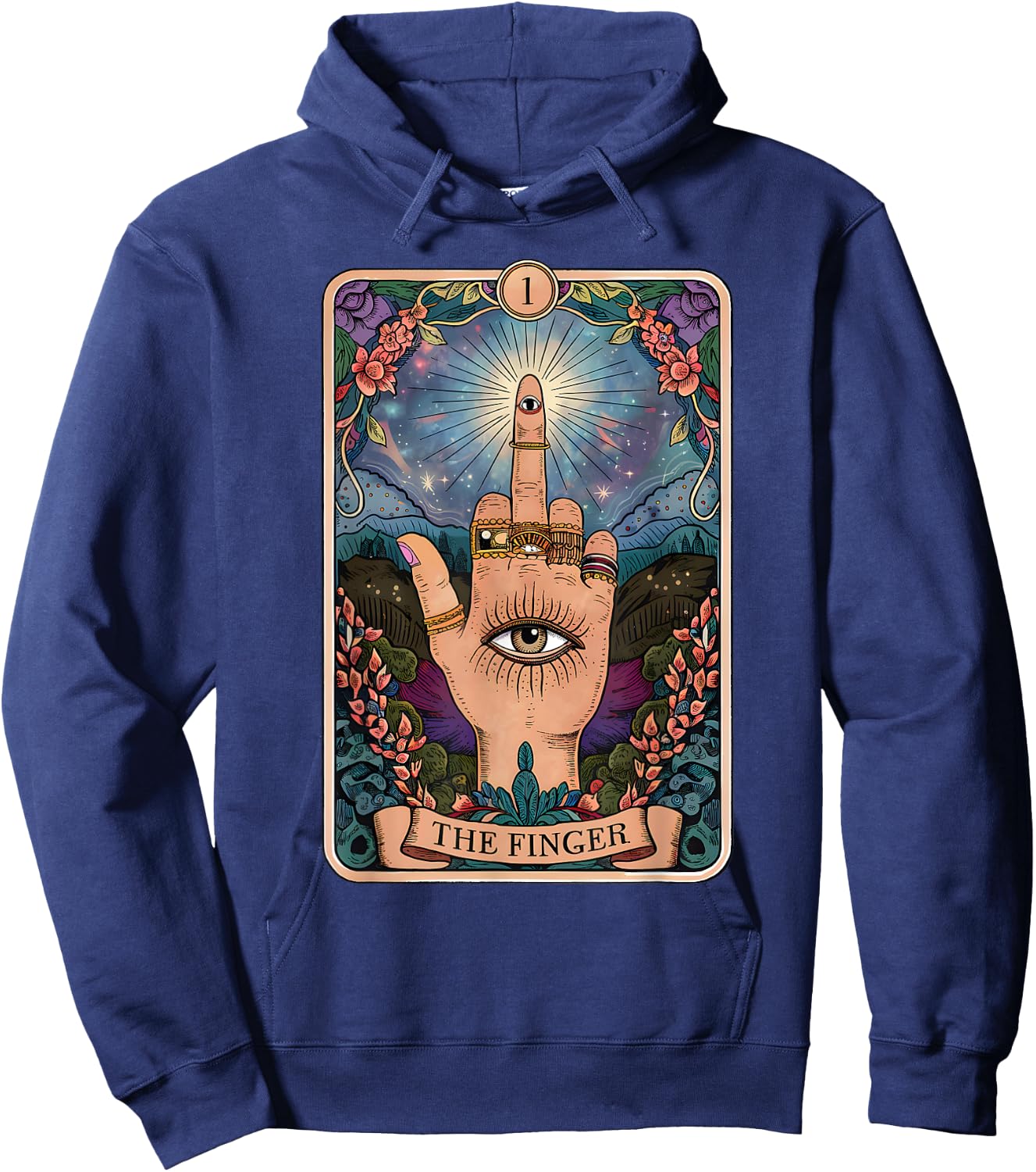 The Finger Funny Tarot Card Sassy Witchy Sarcastic Humor Hoodie - Hoodie | Navy