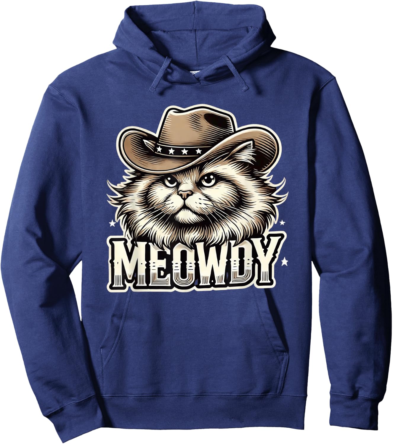 Meowdy Cat Funny Texas Cat Vintage Country Music Cat Cowboy Hoodie - Hoodie | Navy