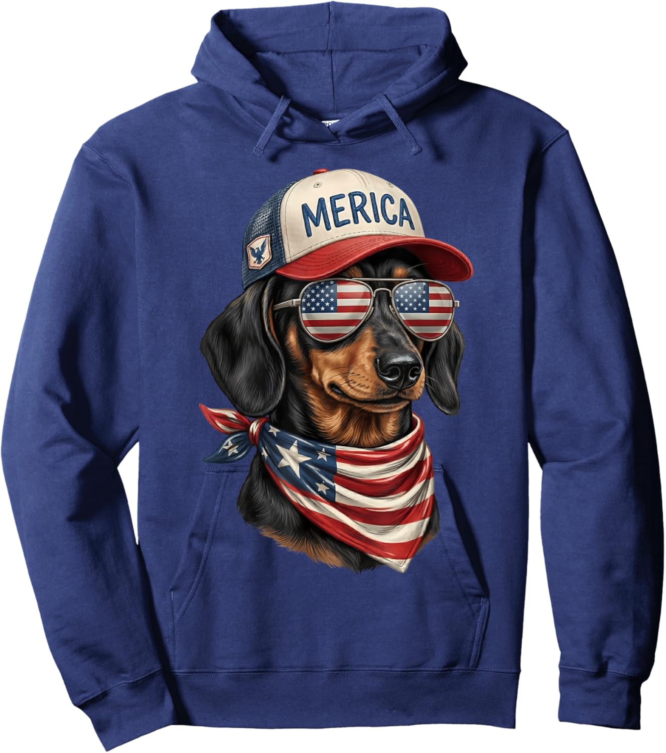 Dachshund 4th of July USA American Flag Wiener Dog Patriotic Hoodie - Hoodie | Navy