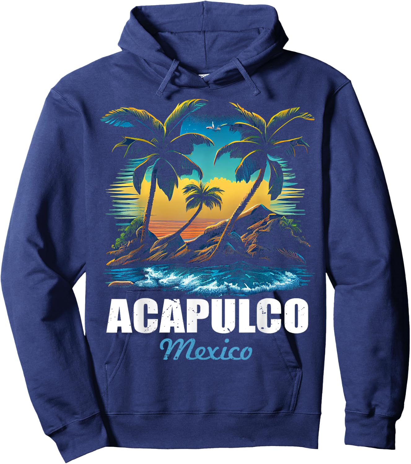 Retro Acapulco Mexico Sunset Vintage Vacation Souvenir Hoodie - Hoodie | Navy