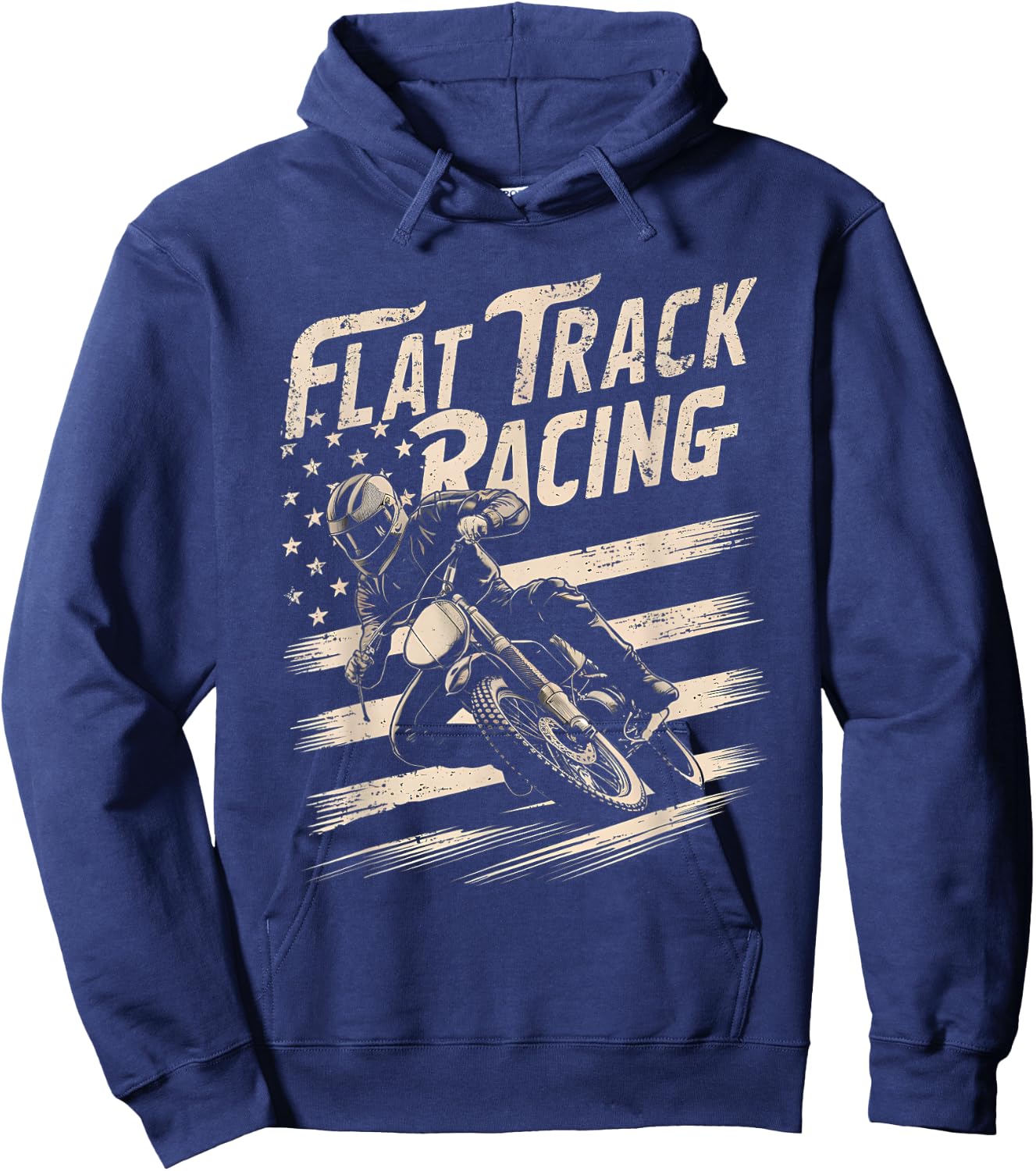 Flat Track Motorcycle Racing American Flag Speedway Dirt Hoodie - Hoodie | Navy