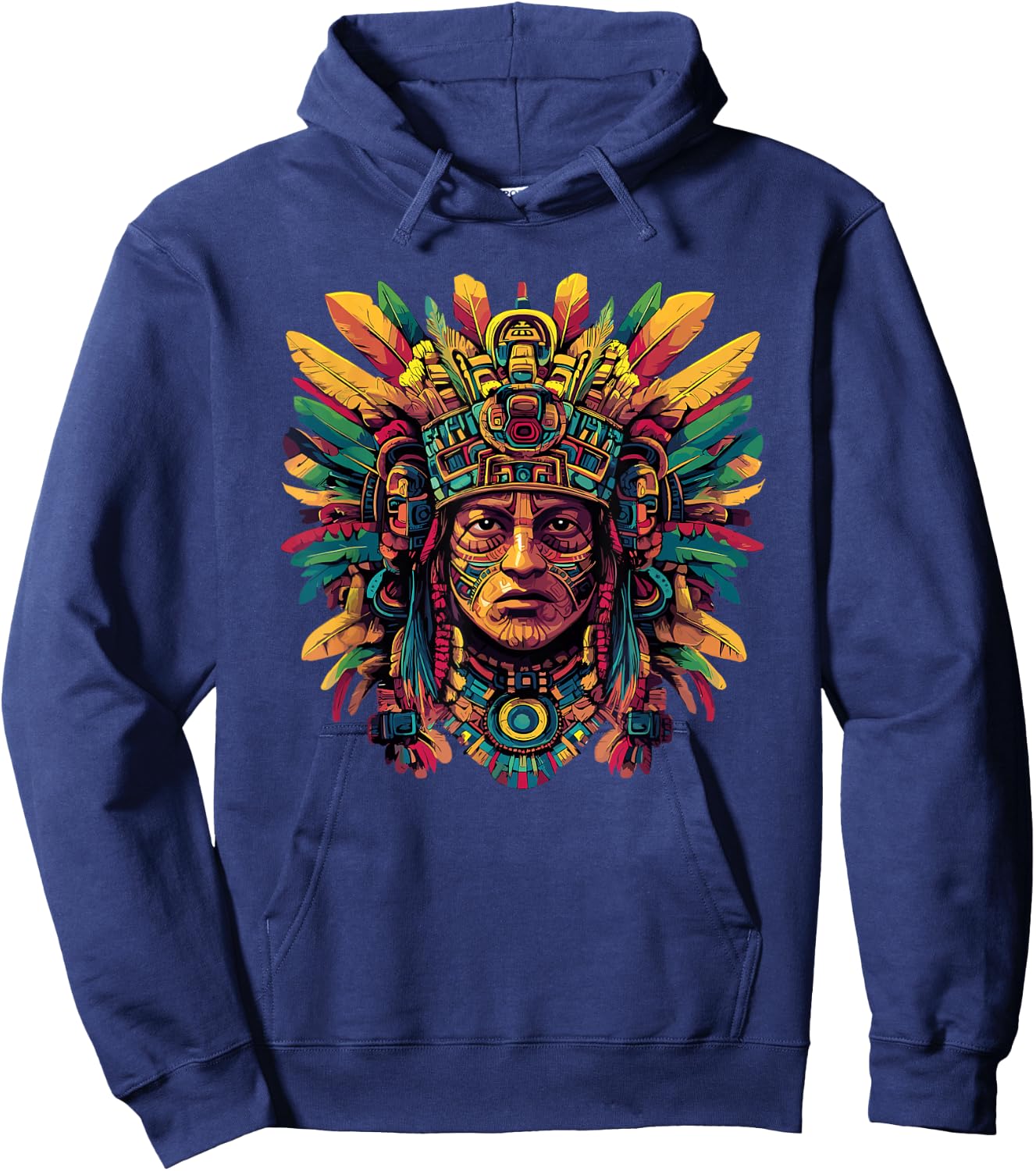 Tribal Aztec Warrior Sacred Feather Headdress Hoodie - Hoodie | Navy