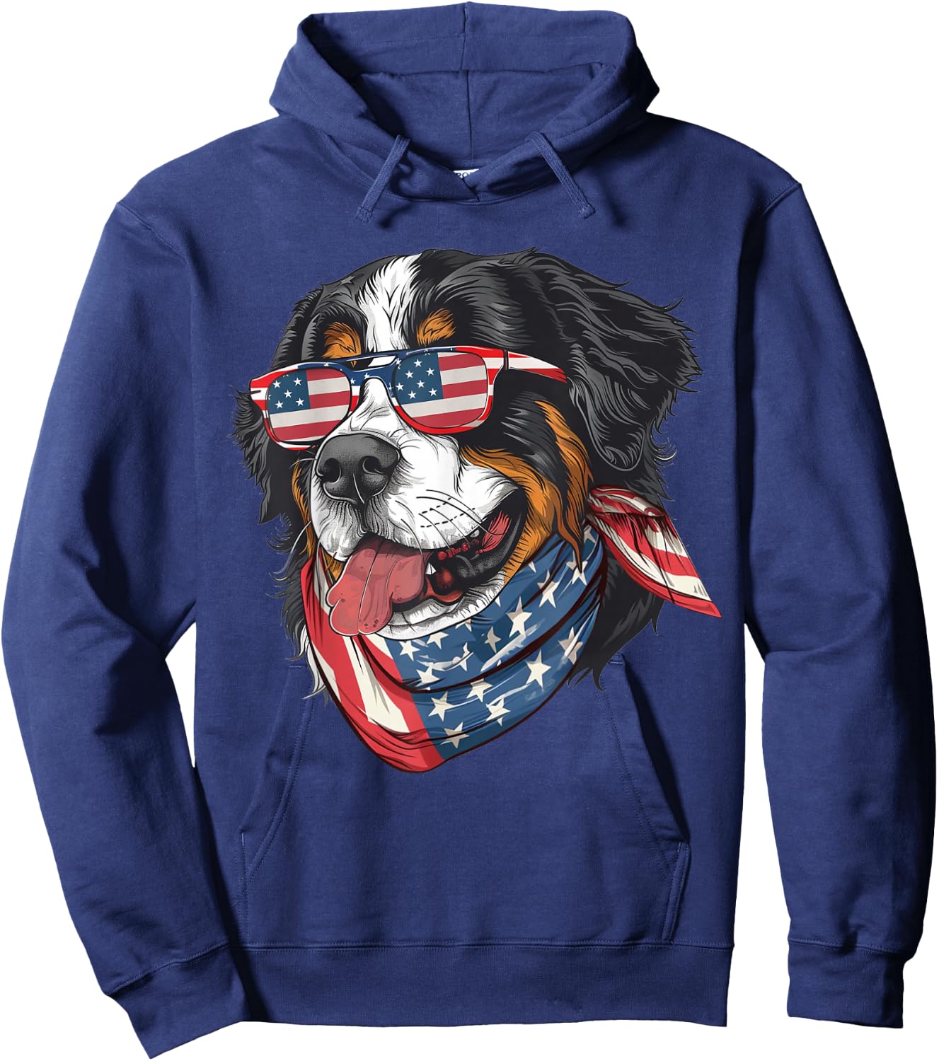 Patriotic Bernese Mountain Dog American Flag 4th of July Women Men Hoodie - Hoodie | Navy
