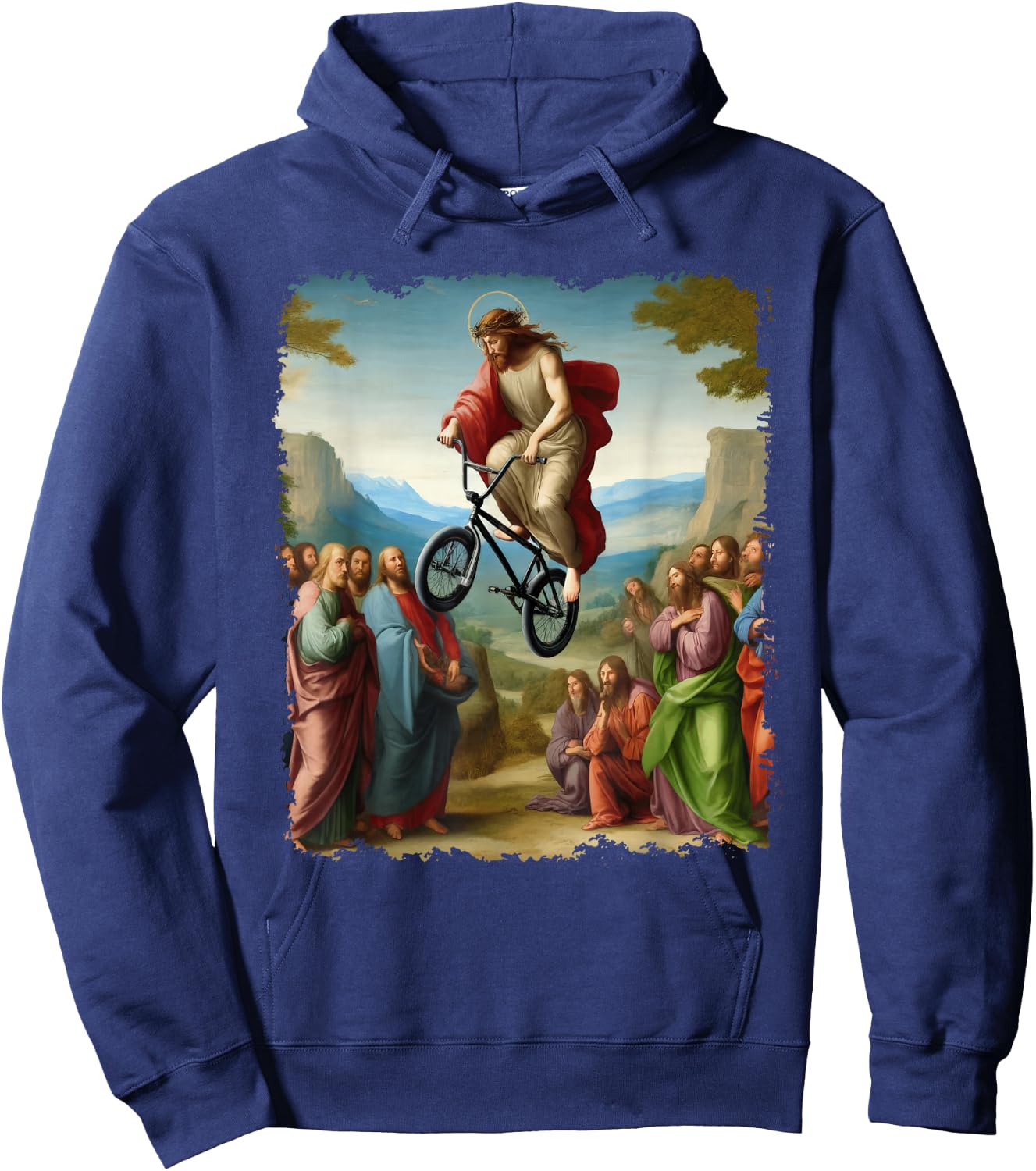 Jesus BMX Bike Stunt Driver Painting Christian BMX Freestyle Hoodie - Hoodie | Navy