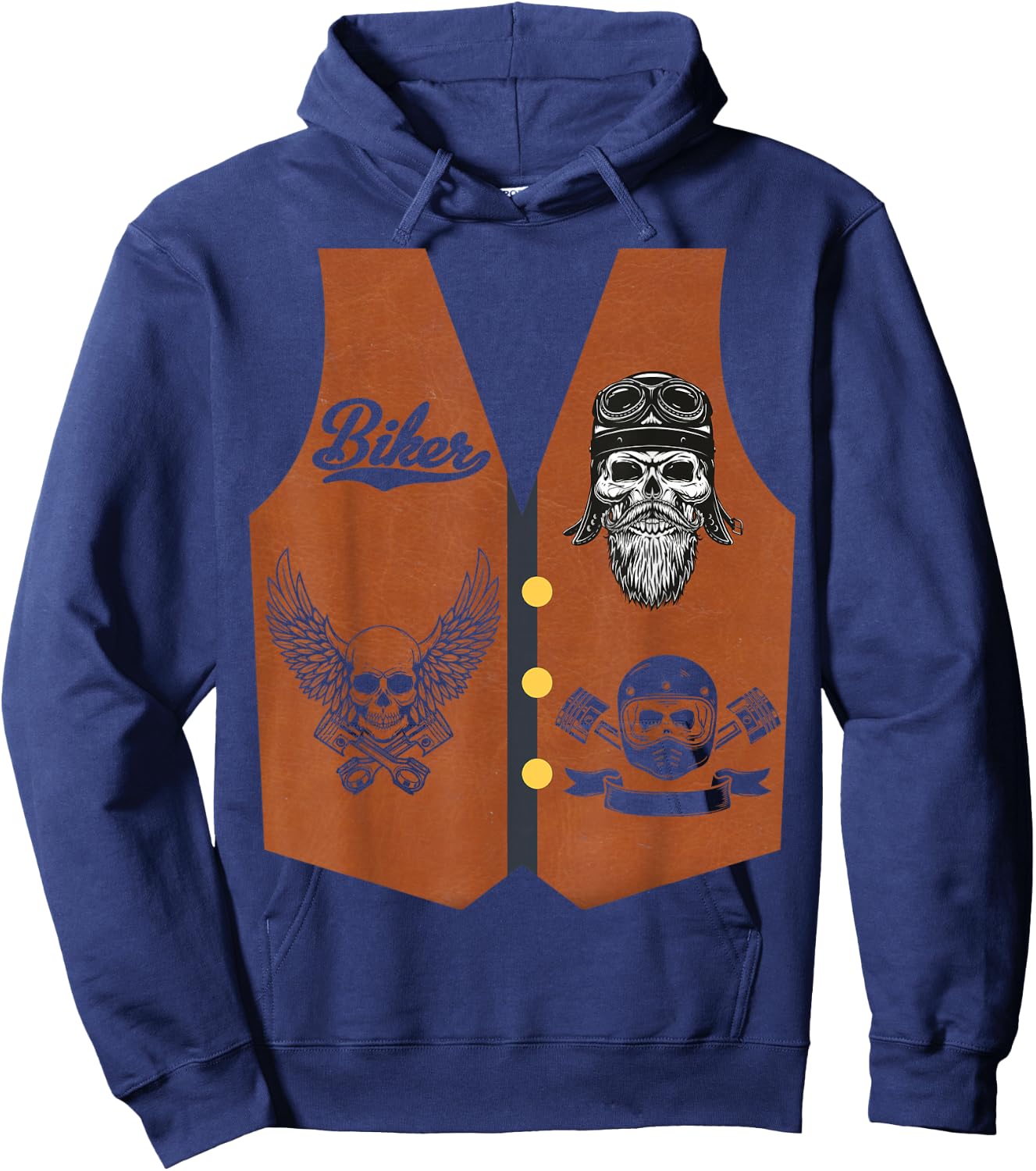 Funny Biker Vest Halloween Costume Motorcycle Biker Men Boys Hoodie - Hoodie | Navy