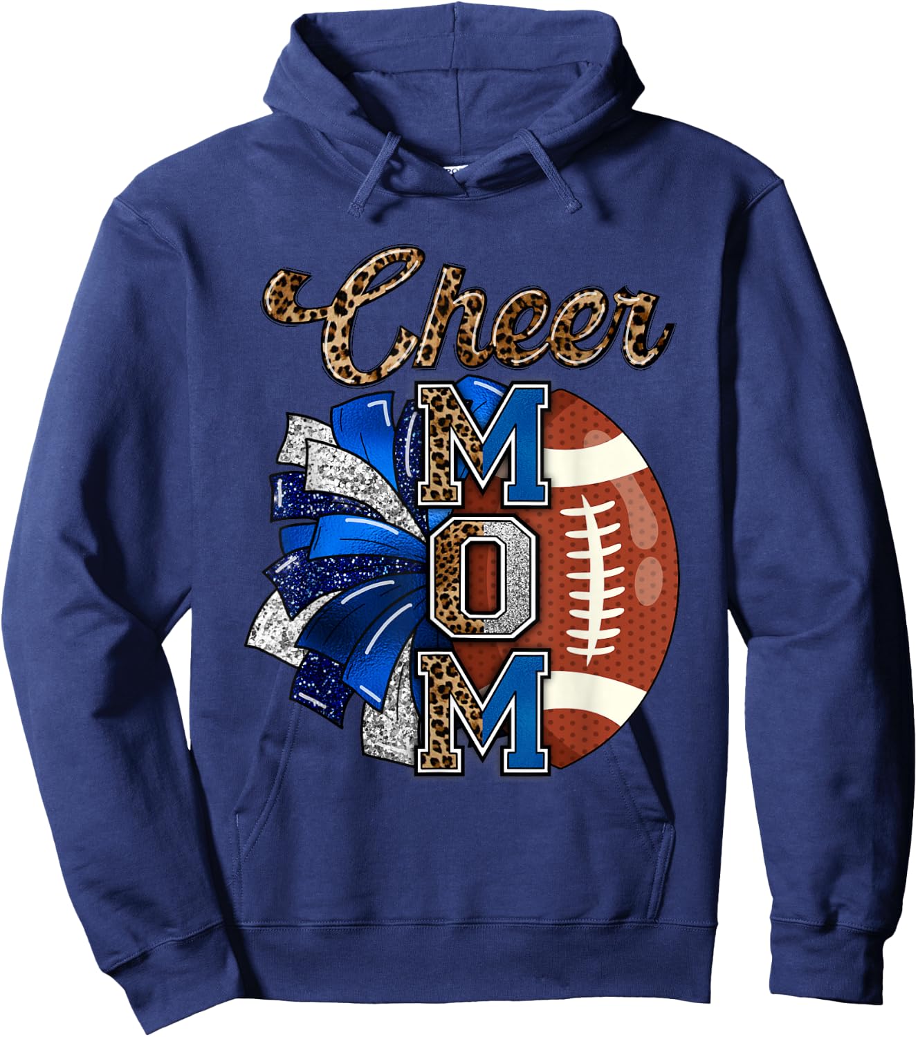 Cheer Mom Pom Pom Football Hoodie - Hoodie | Navy