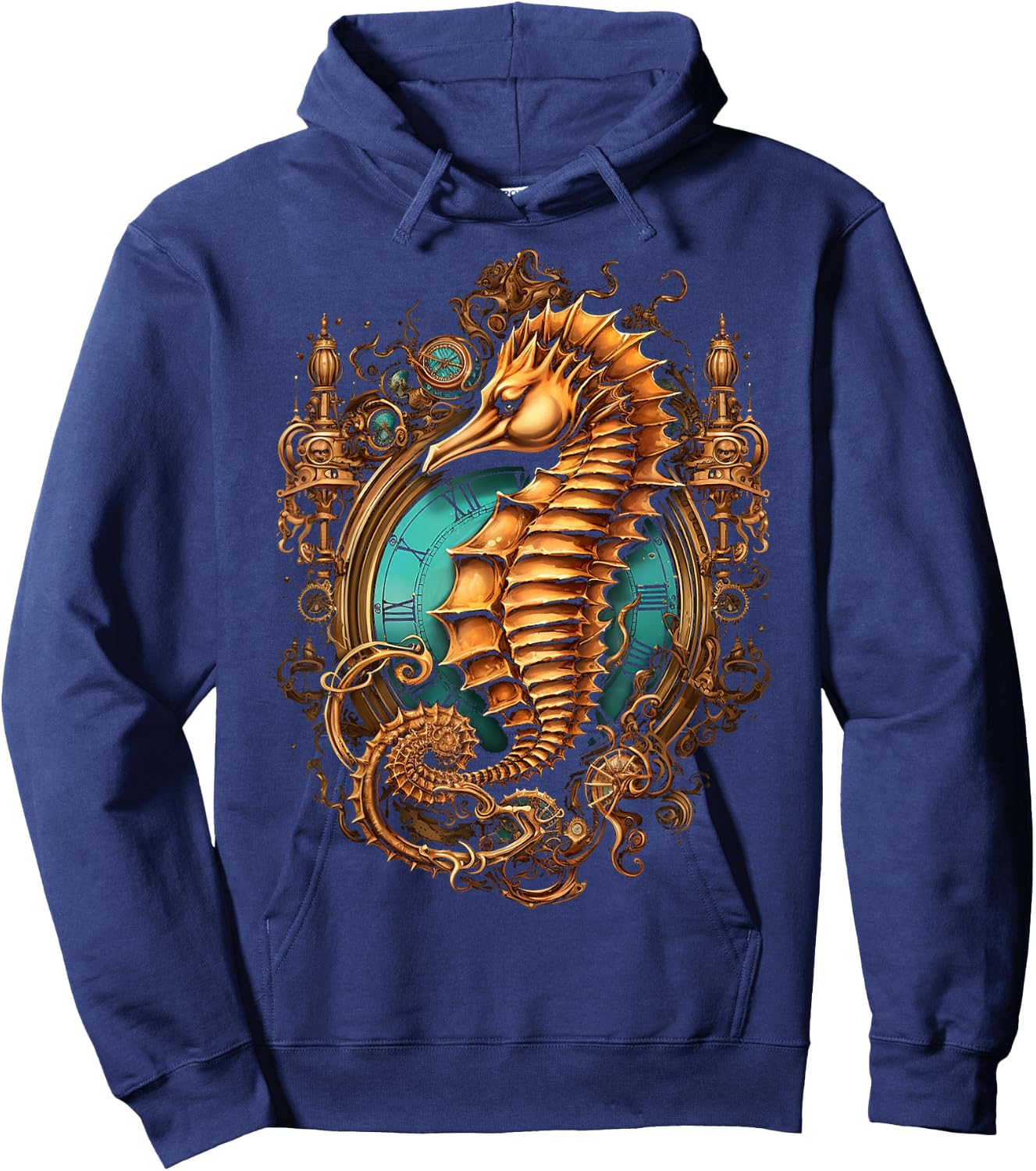 Seahorse Animal Motif Art Seahorse Hoodie - Hoodie | Navy