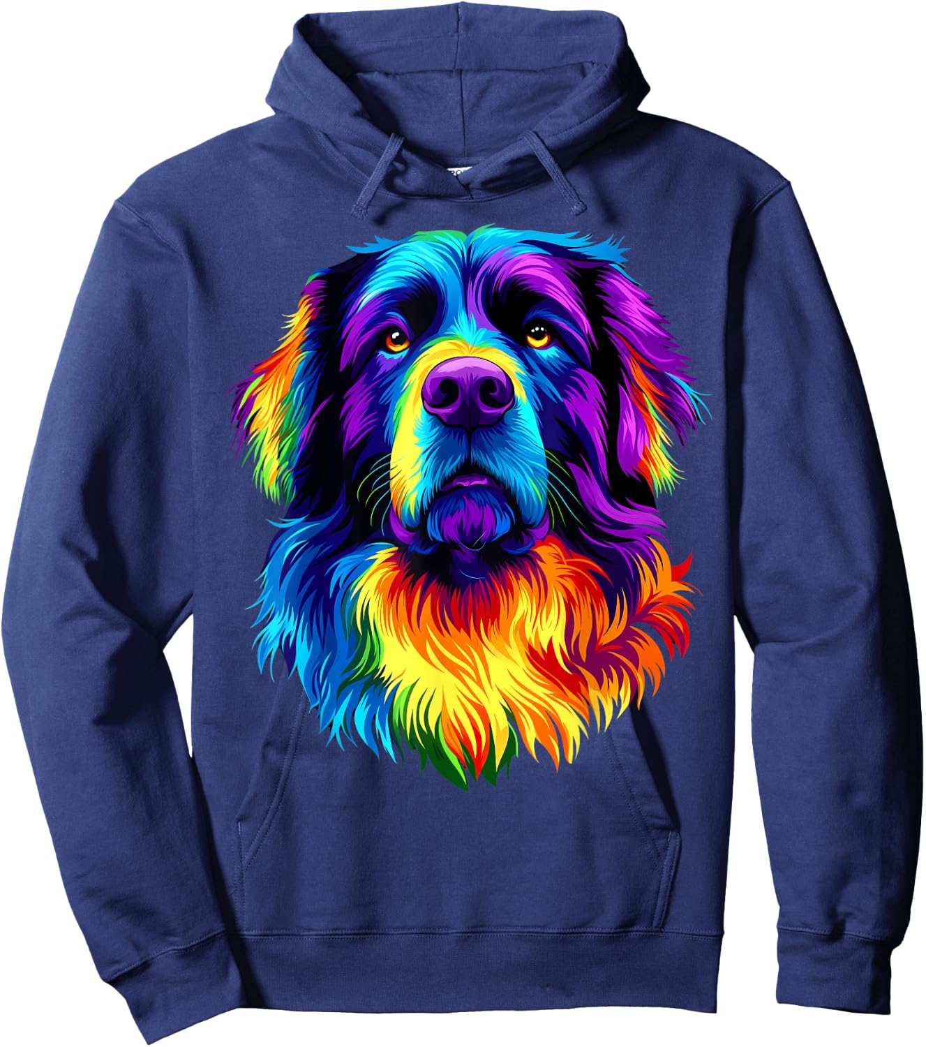 Colorful Newfoundland Dog Face Cute Newfie Lover Black Women Kids Hoodie - Hoodie | Navy